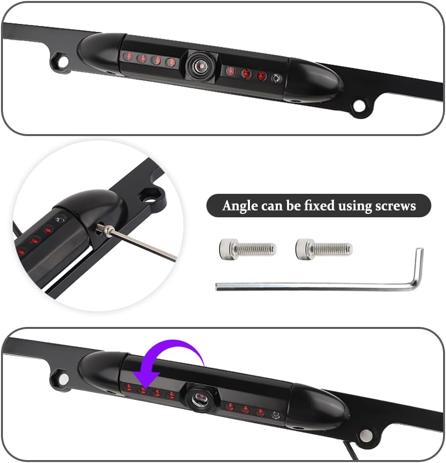 License Plate Backup Camera,HD Night Vision Reverse Camera with 8 LED,170°Wide Angle IP67 Waterproof Rear View Camera,Heavy Duty Reverse Camera Car Accessories Fits US License Plates - Image 5