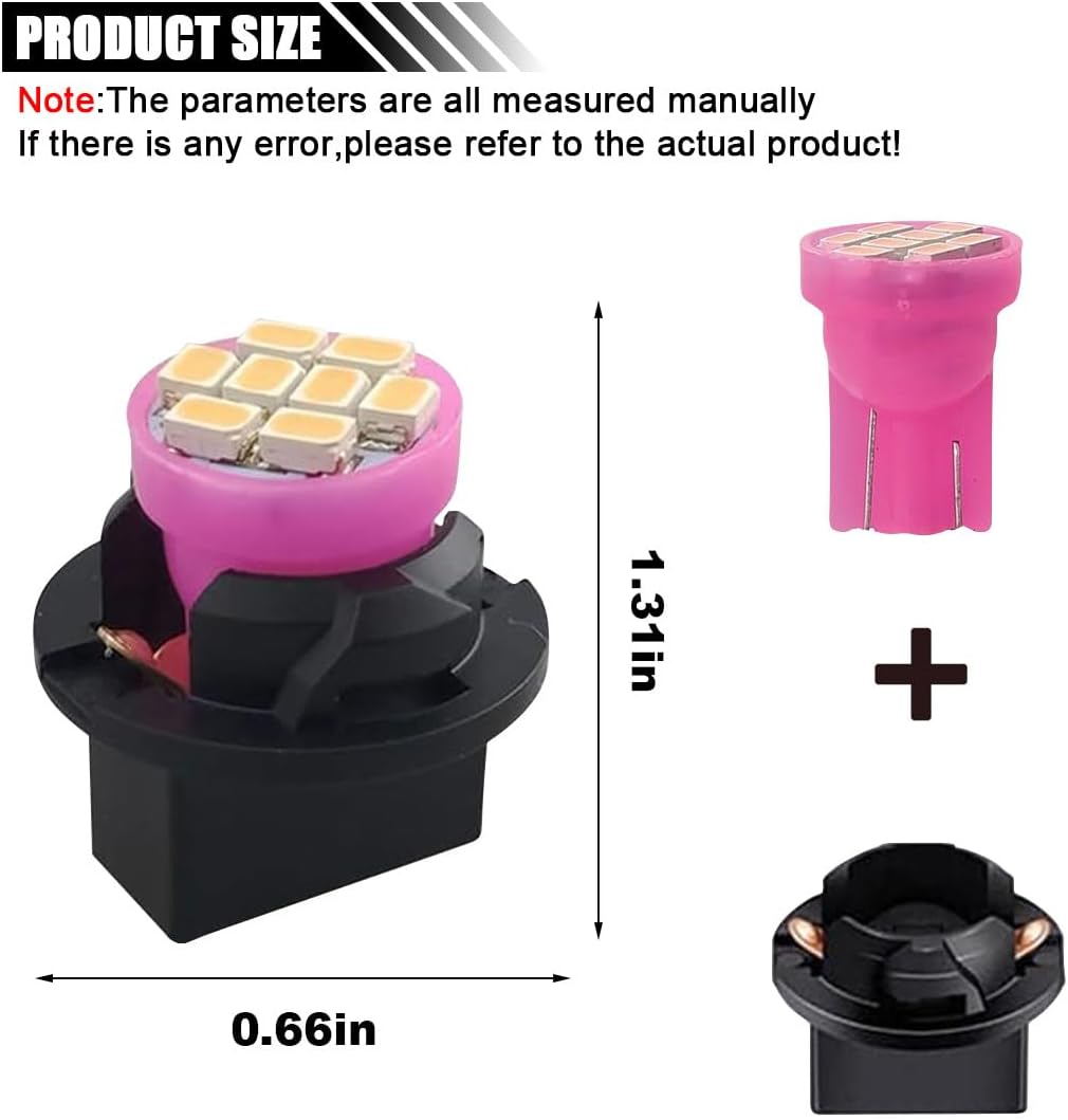 10PCS T10 194 168 Car Dash Instrument LED Light Bulbs with Twist Lock Socket, Bright Panel Gauge Cluster Dashboard Light Bulbs, Car Interior Replacement Bulbs for Map Dome Lights (Pink&Purple) - Image 2