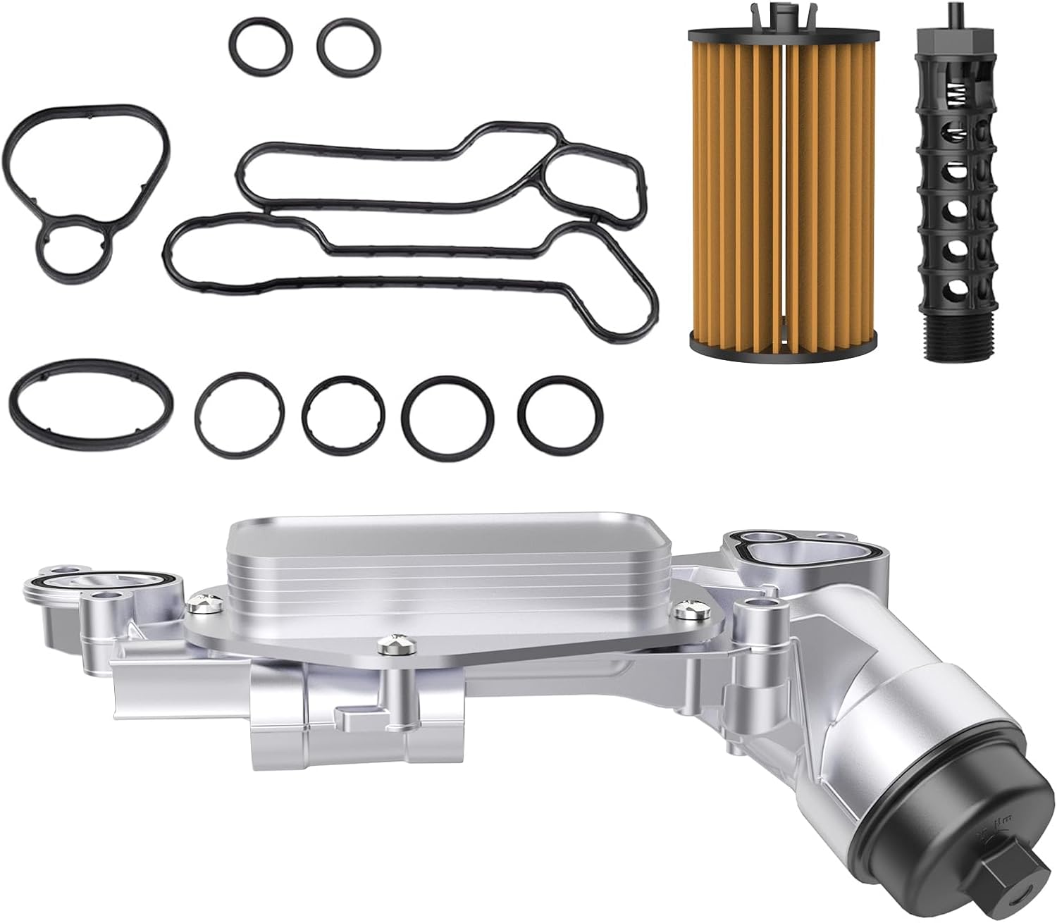 Aluminum Engine Oil Cooler Compatible with Chevy Cruze Limited Sonic Aveo 5 Malibu Hybrid Buick Casca Pontiac G3 Saturn Astra, Replaces 12992593 Oil Filter Housing apter Assembly