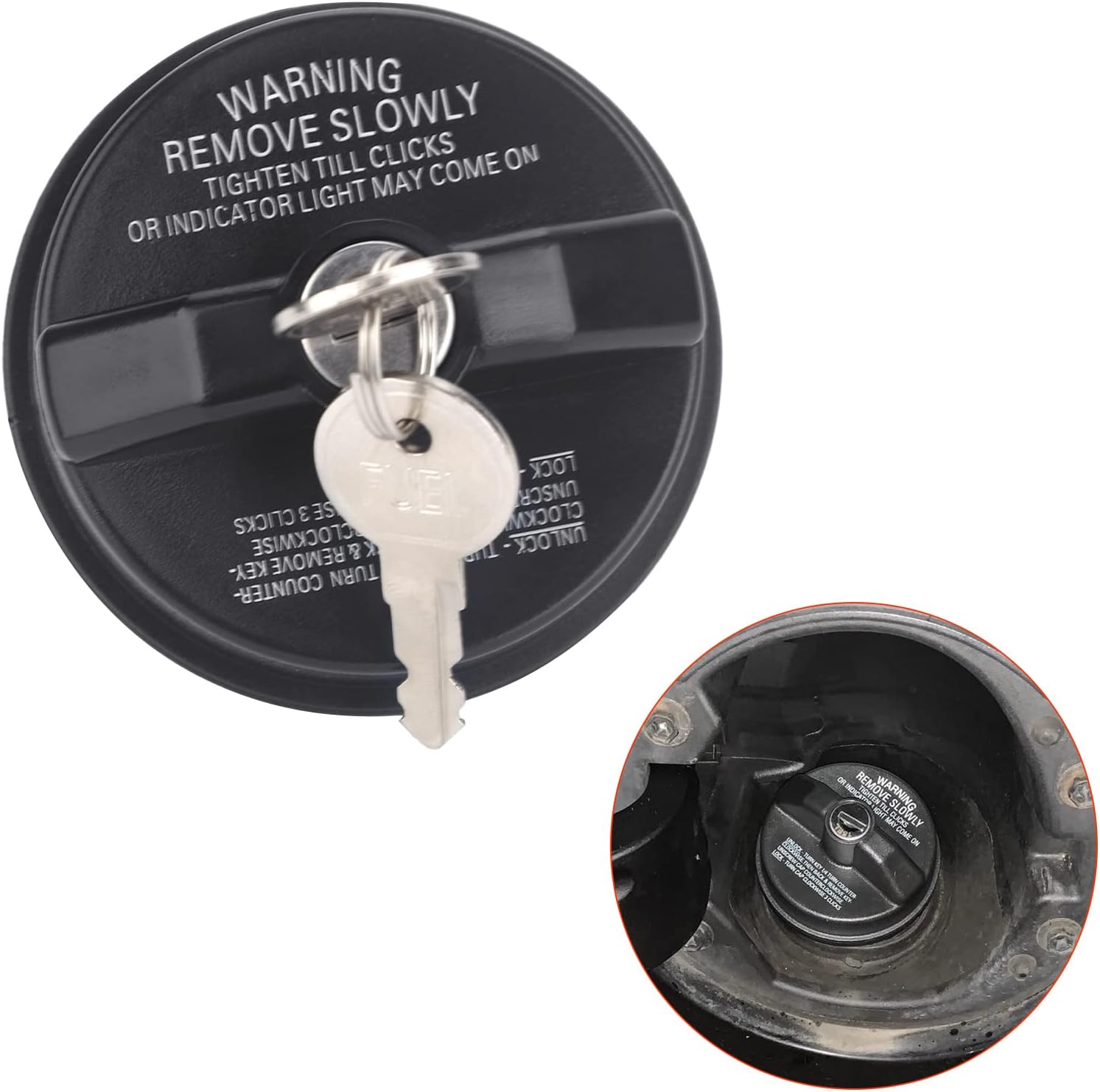 ZONFANT Locking Gas Cap W/2 Keys, Lock Fuel Cap Compatible With Chevy Honda Nissan Acura Mazda Cillac GMC Vehicle 4Runner FJ Cruiser Silvero Camaro And More, Replace#10504 77300-47020 - Image 6