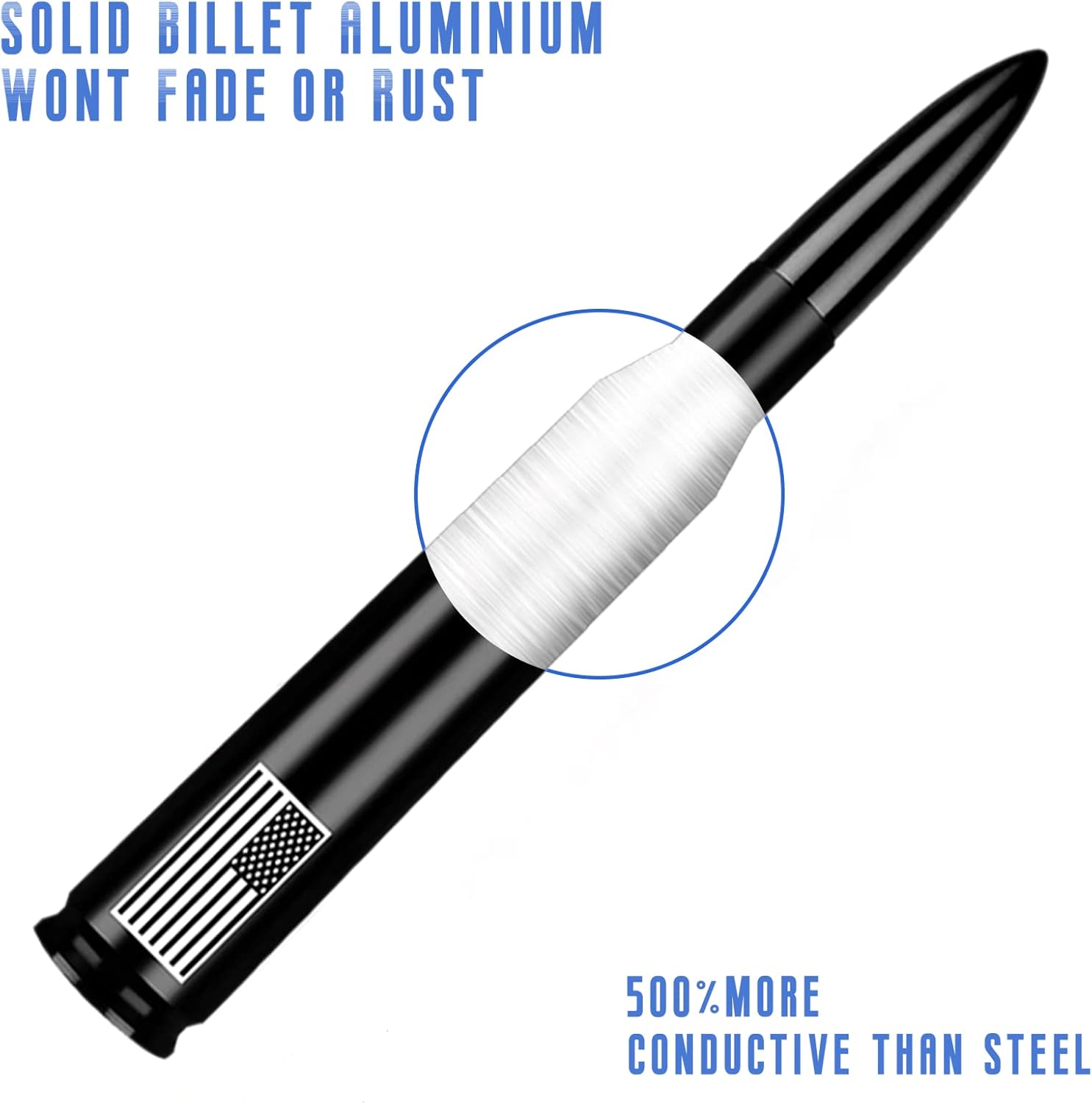 American Flag Car Truck Antenna with Valve Stem Caps, Universal Mast for GM Chevy Silvero 1500 2500 3500 HD Avalanche Ford F150 F250 F350 Denali Heavy Duty Pickup Trucks Accessories (Black) - Image 5