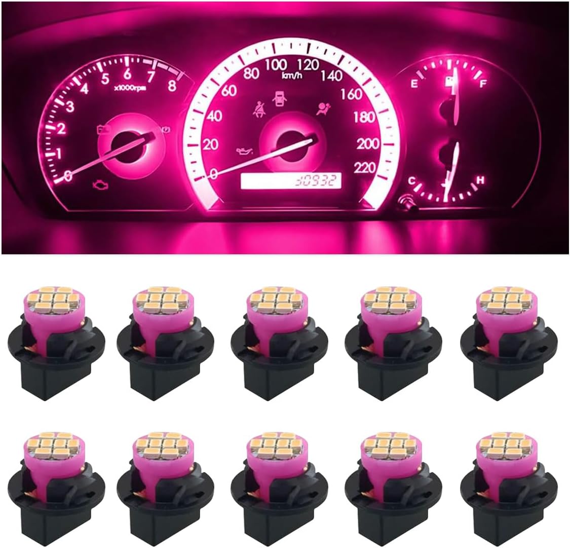 10PCS T10 194 168 Car Dash Instrument LED Light Bulbs with Twist Lock Socket, Bright Panel Gauge Cluster Dashboard Light Bulbs, Car Interior Replacement Bulbs for Map Dome Lights (Pink&Purple)