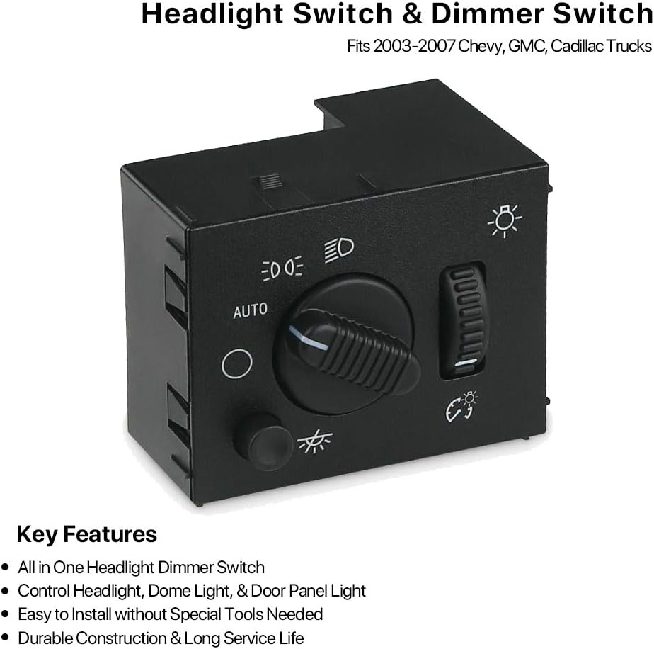 Helight Switch Helamp Dimmer Switch - Compatible with 2003-2006 Chevy Silvero, Suburban, Tahoe, GMC Sierra, Yukon, Cillac Escale - Replace D1595G, 19381535, 15194803, 1S8489 - Image 4