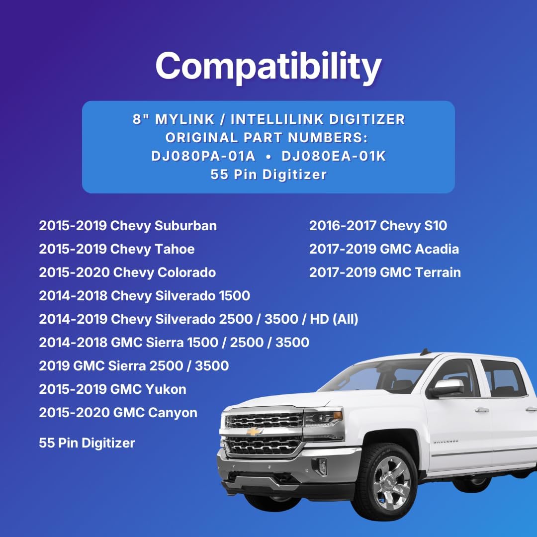 Upgred 8” MyLink IntelliLink Touch Screen Digitizer – New Ultra-Responsive Chipset, OEM DJ080PA-01A, Anti-Glare Glass – Fits Chevy & GMC Trucks/SUVs – Easy Install, Lifetime Support - Image 6