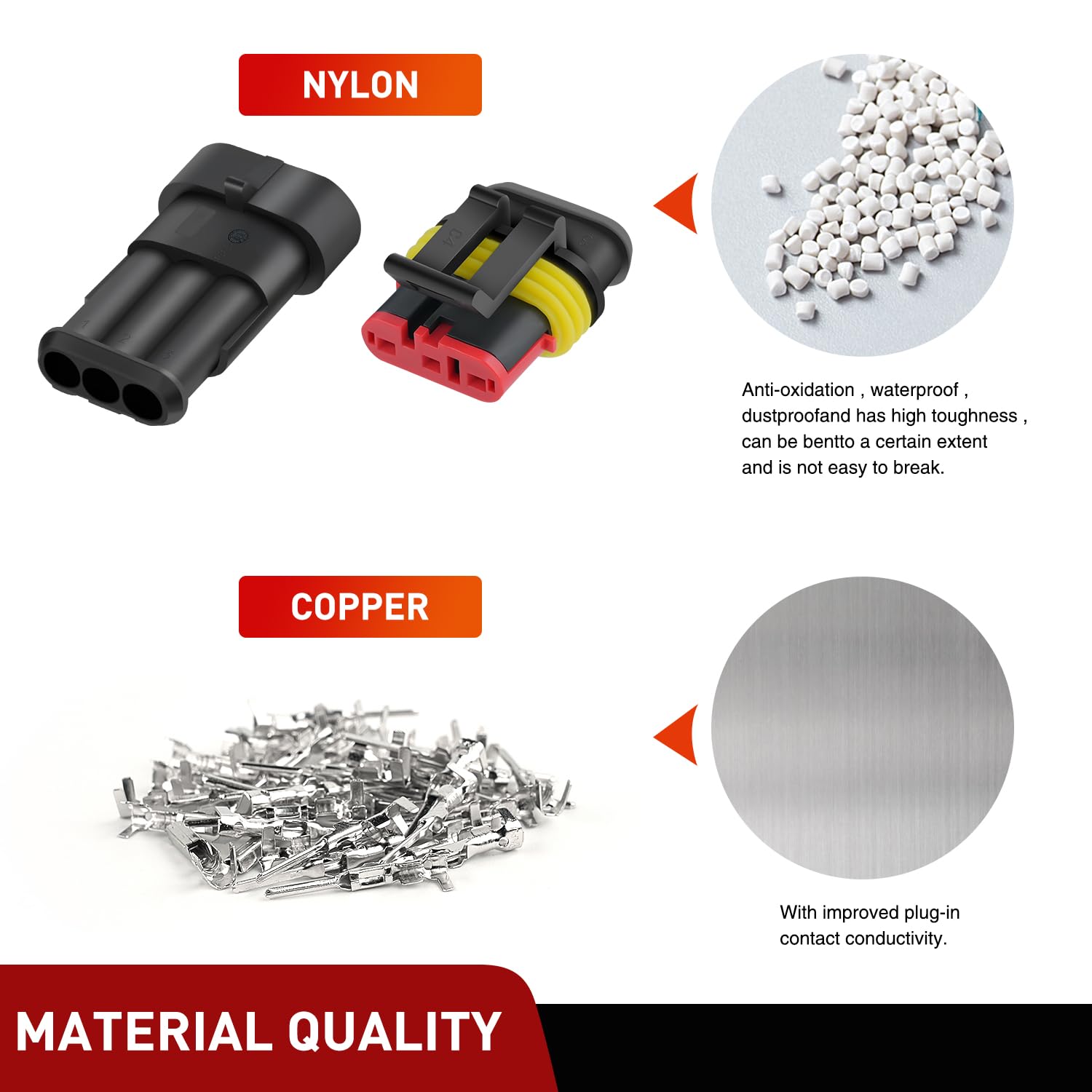 Nilight 622PCS 1 2 3 4 5 6 Pin Electrical Connector Plug Male Female Terminal Wire Connectors Waterproof Quick Connect Set for Car Truck Motorcycle Marine Boat 43 Sets - Image 4