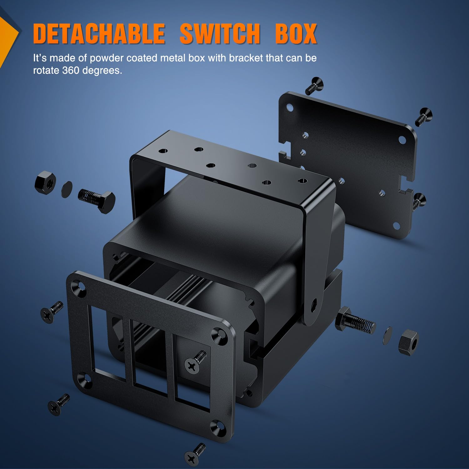 Nilight 3 Gang Rocker Switch Box 3 Holes Panel Detachable Installation Housing Waterproof Aluminum Rotatable Mount Bracket 12V 24V DIY Toggle Switches Voltmeter USB Socket for Boats Cars RVs Trucks - Image 3