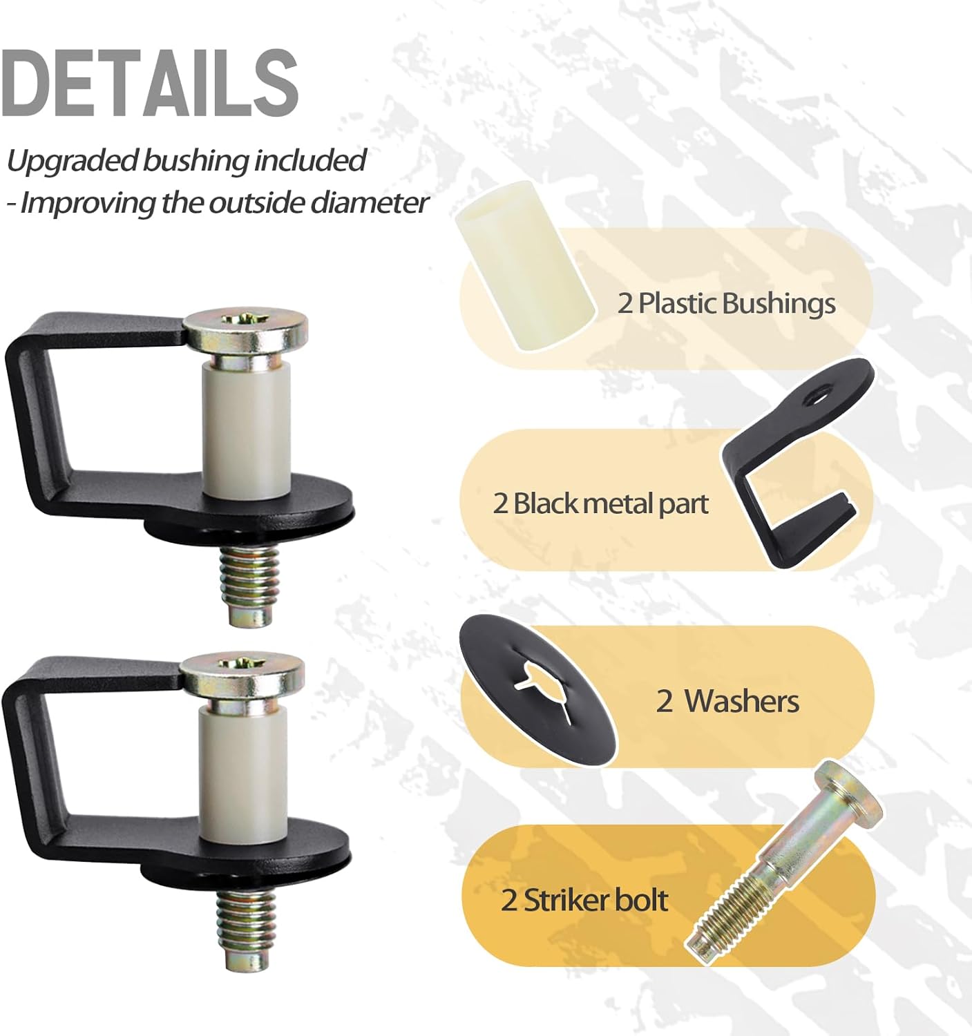2 Pack Door Striker Bolts Set Includes Bushing Compatible with 1980-1997 Ford / 1987-89 Lincoln / 1981-90 Mercury Door Latch Lock Striker Bolts Replace E9AZ5422008A / 38448 - Image 4