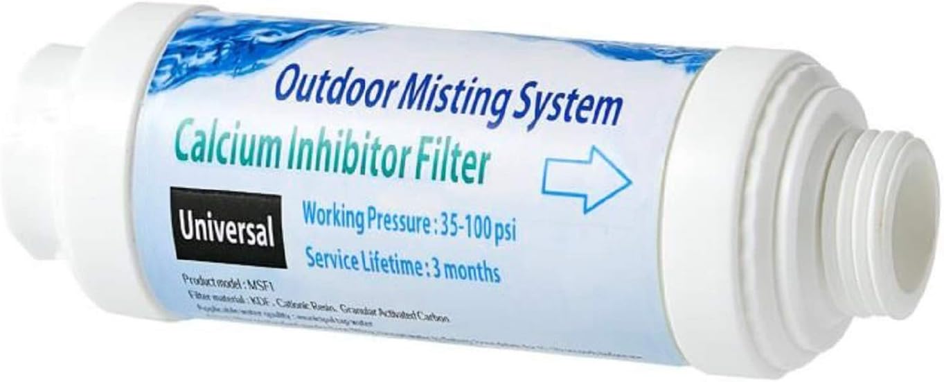 H&G lifestyles Misting System Calcium Inhibitor Filter for Patio Misters Inline Water Filter Effectively Reduce Hard Water Spots, Soften Water, Upgred Formula