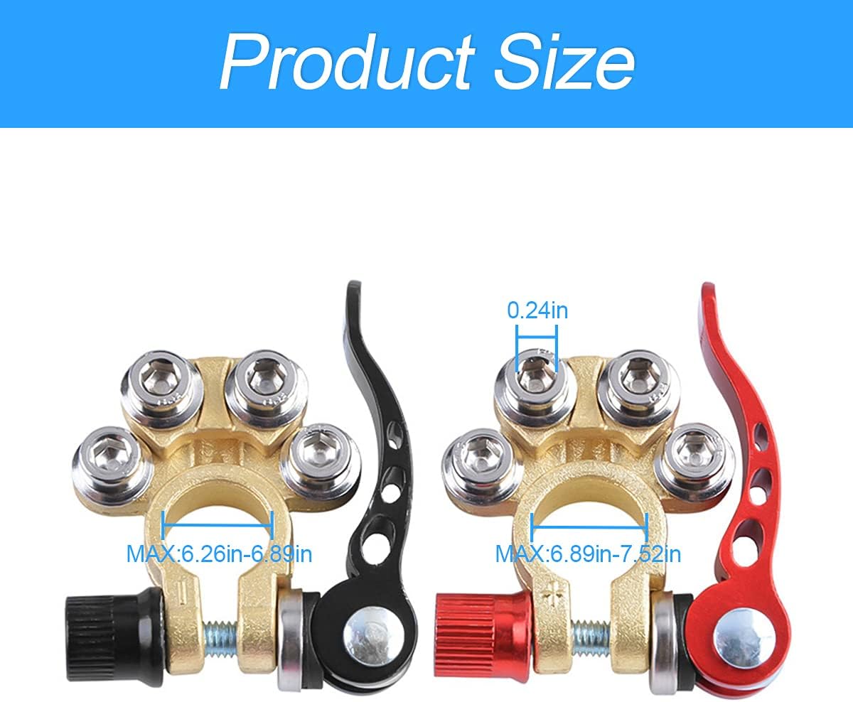 Car Battery Terminal Connectors, 2 Pcs 4 Way Quick Release Disconnect Car Battery Terminal for SAE/JIS Type A Posts, Compatible With Cars, Vans, Trucks and More - Image 2
