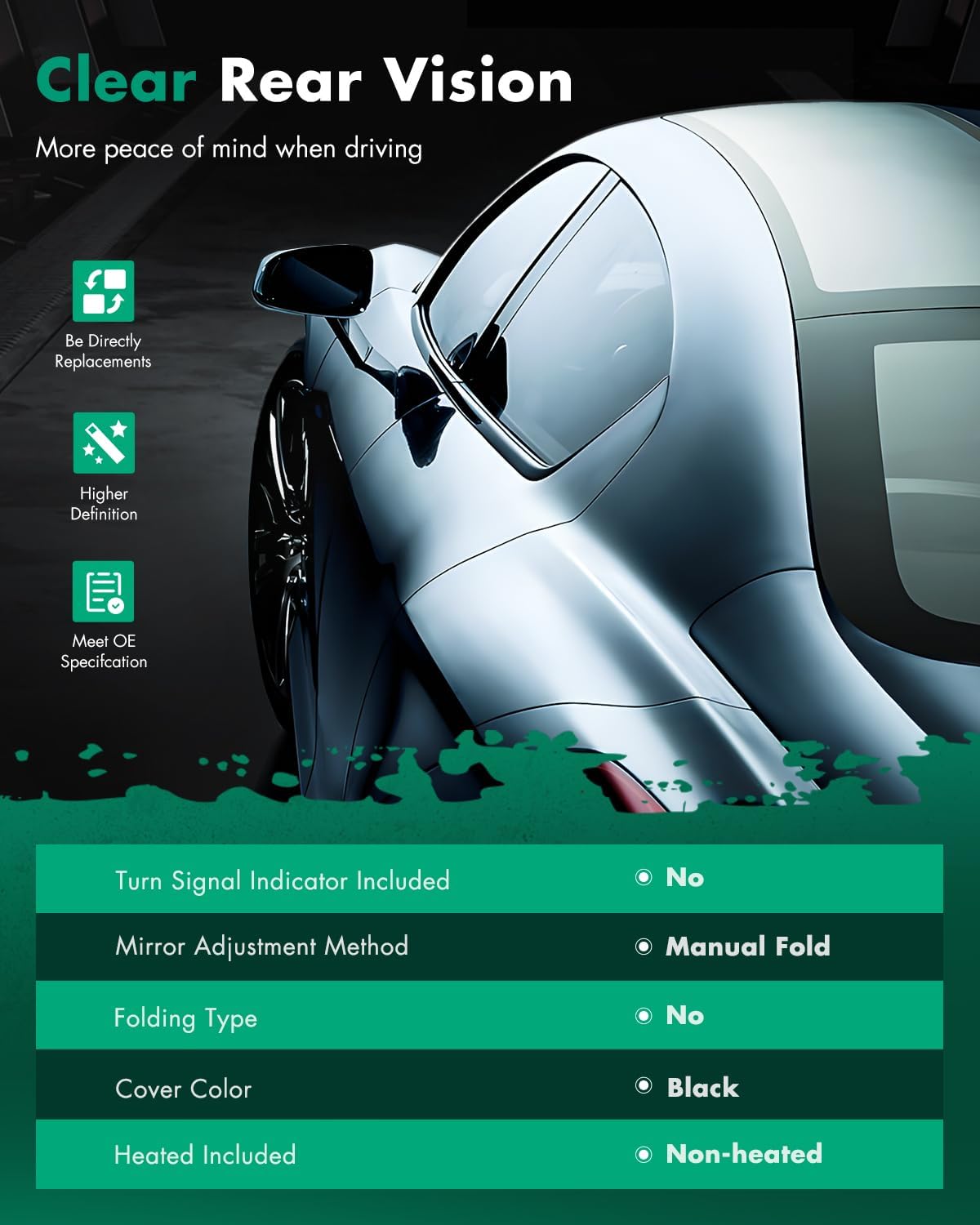 SCITOO Side View Mirrors Fit for 1988-1999 For Chevy C1500 C2500 C3500 For Chevy K1500 K2500 K3500 1995-2000 For Chevy Tahoe Manual Folding justment 15036360 GM1321122, GM1320122 - Image 2