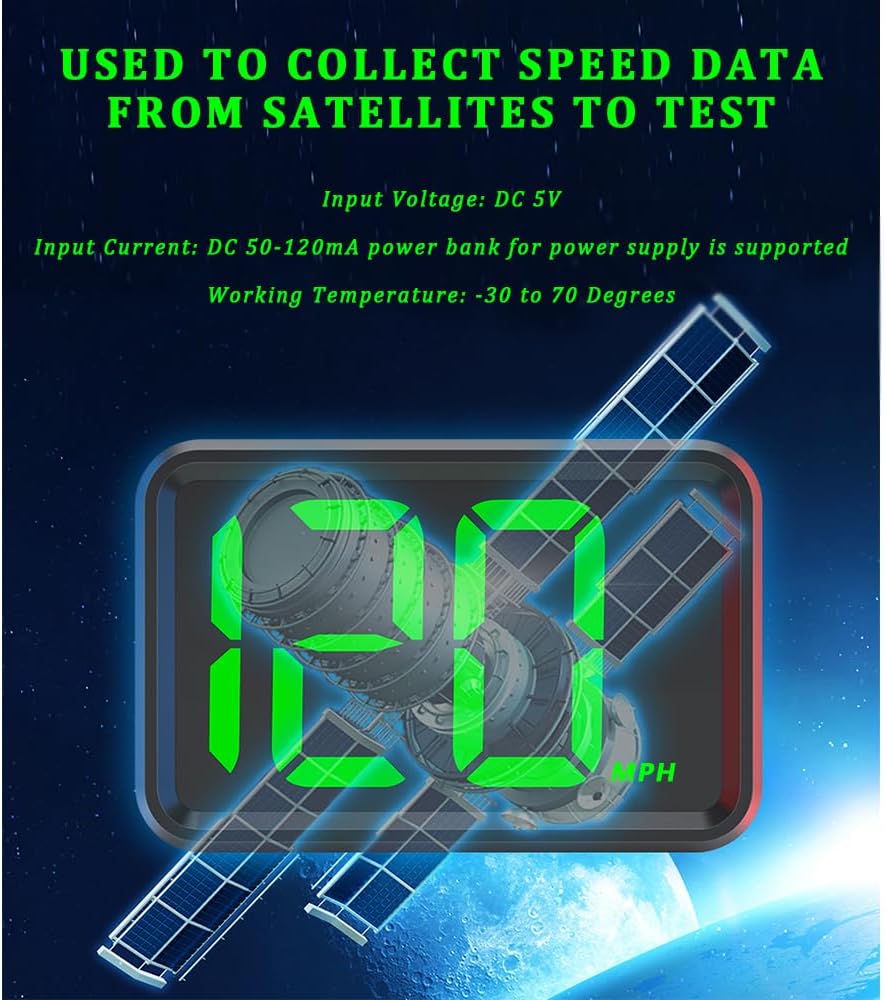 Hes Up Display for Cars Windshield with MPH Speed,HUD Display Digital Speedometer for Car Used USB Plug,Universal GPS Speedometer for Car Accessories Fit for Cars SUVs Trucks (MP/H) - Image 3