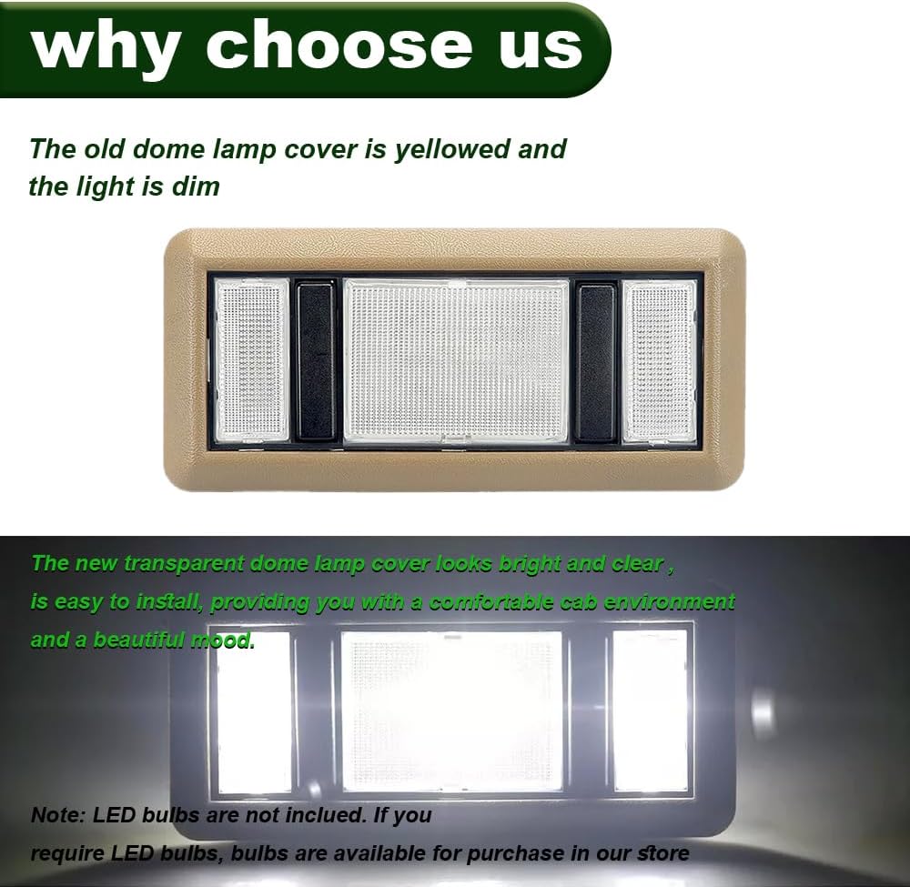 Dome Light Cover Interior Map Dome Light Cover Clear Lens replacement Compatible with K1500 K2500 C1500 C2500 1988-2000, Chevy Silvero GMC Sierra 1988-1998 Pickup - Image 2