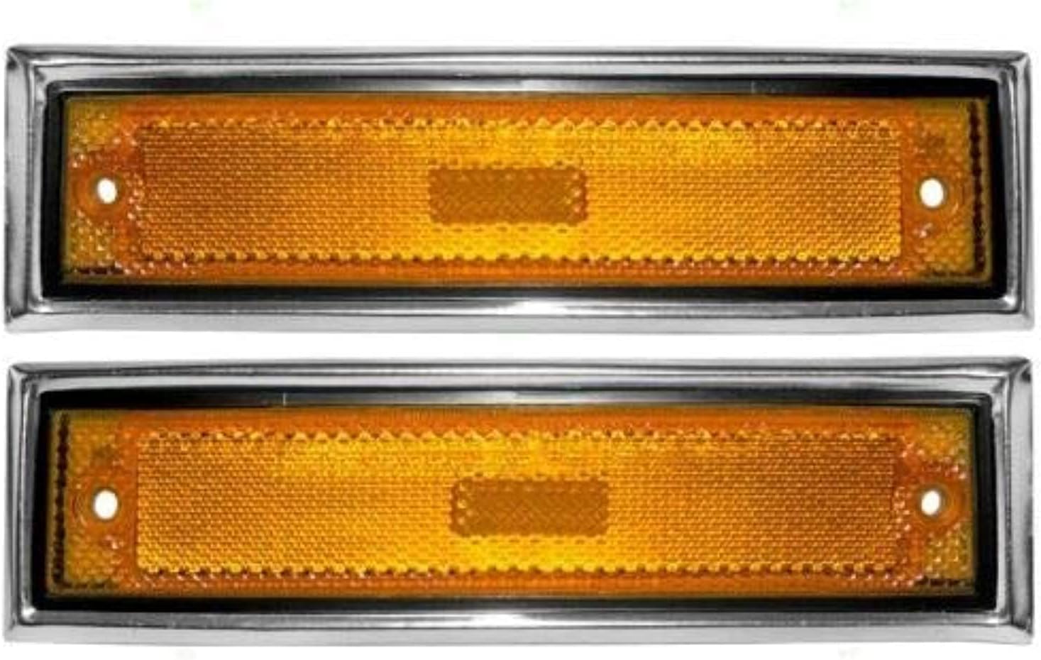 Parts N Go 1978-1987 CK Pickup Suburban Fender Marker Light with Chrome Trim Front Driver & Passenger Side Left Right Hand - 915557 GM2550115, 915558 GM2551107