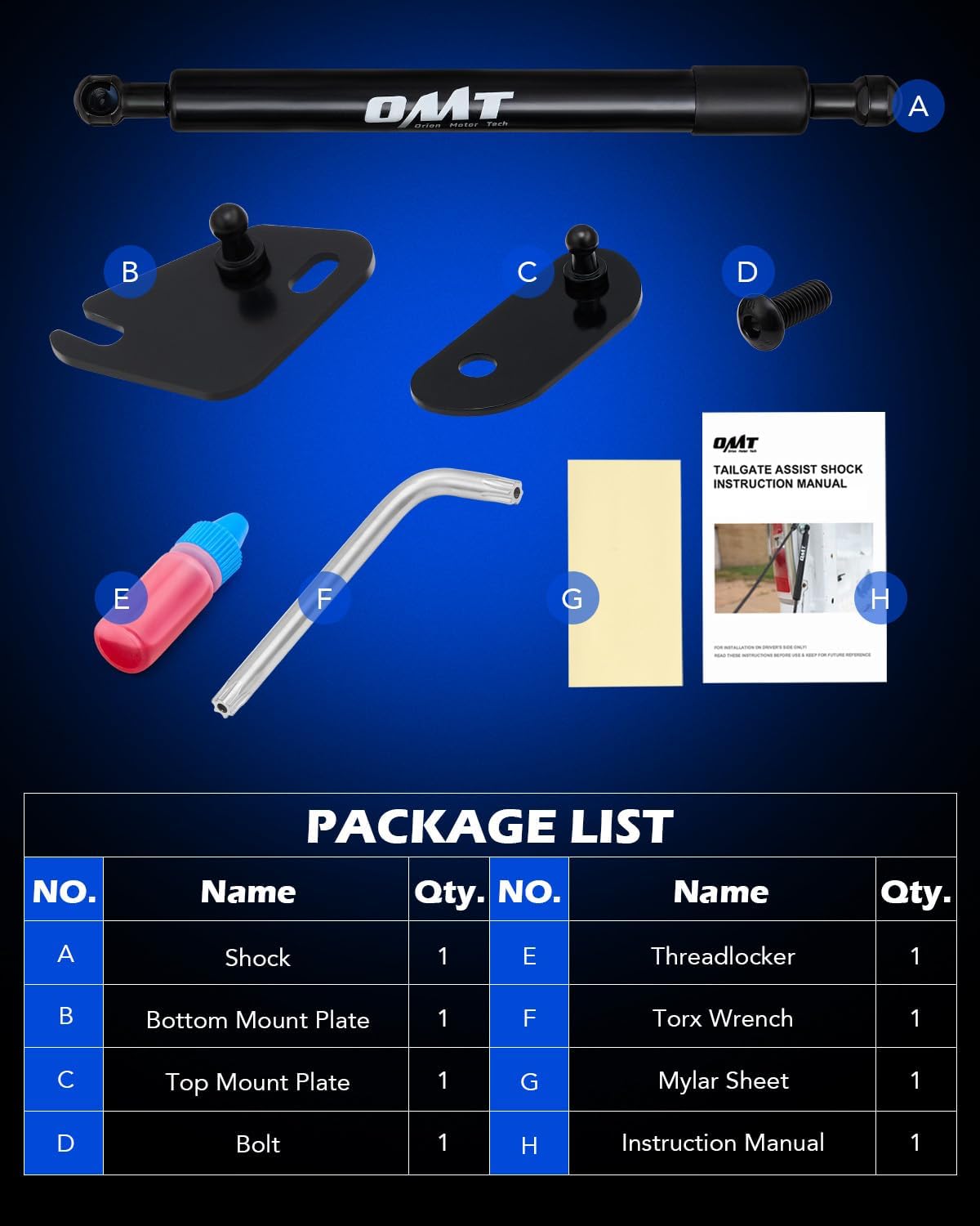 Orion Motor Tech Compatible with 15-25 F150 Tailgate Assist Accessories, Truck Tail Gate Lift Assist Tailgate Shock Compatible with Ford F150 2015 2016 2017 2018 2019 2020 2021 2022 2023 2024 2025 - Image 5