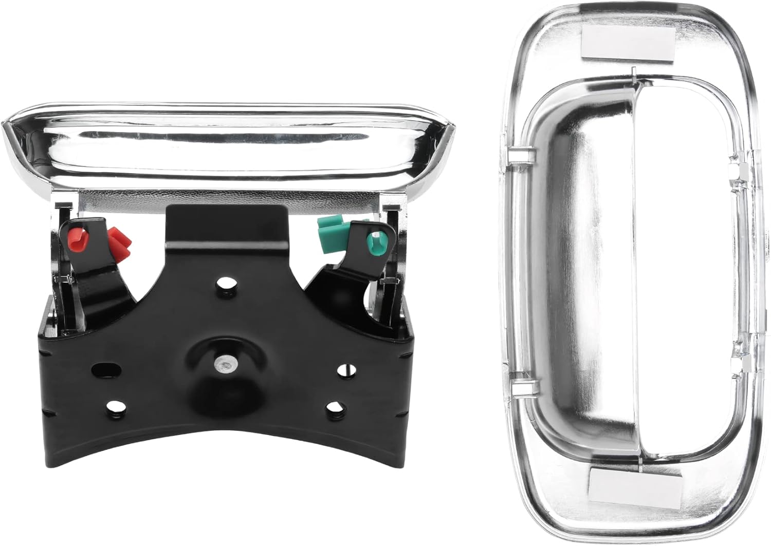 Tailgate Door Handle & Bezel Lock Set, Compatible with 1999-2007 Chevy Silvero GMC Sierra 1500 2500 3500, Chrome Exterior Rear with Rod Clips | Replaces# 15997911, 15228539, 15228541, 15228540 - Image 6