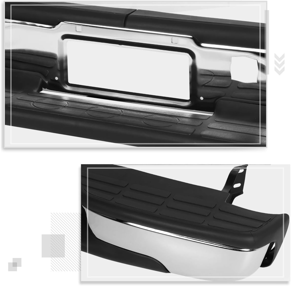 PM PERFORMOTOR Rear Step Bumper with License Plate Lights Compatible with 1999-2006 Chevy Silvero/GMC Sierra 1500 2500 Direct Replacement for GM1103124 GM1103122 12496085 - Image 6