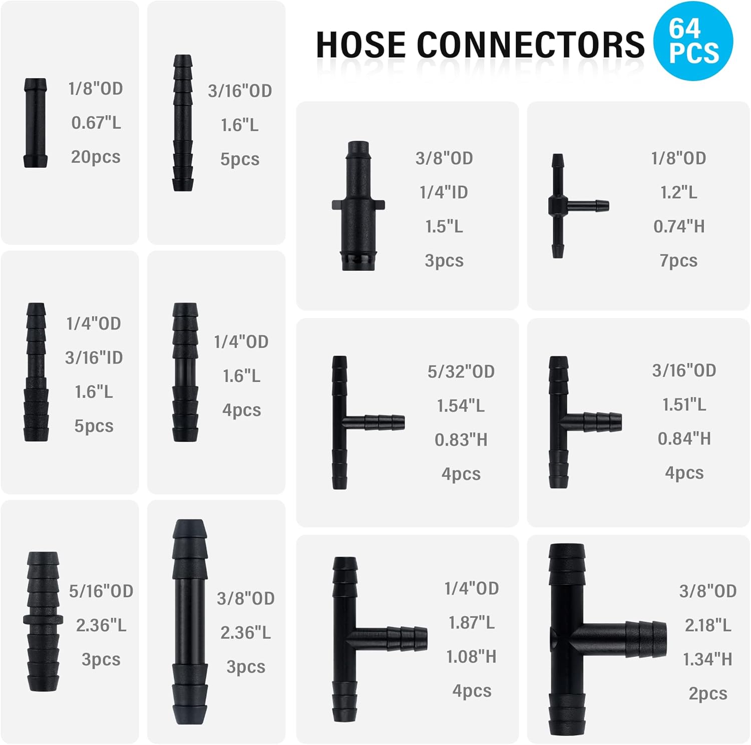 Multipurpose Vacuum Line Kit,6PCS 5Ft Vacuum Hose Automotive+64PCS Vacuum Line Connectors,Max 130PSI Silicone Hose for Variety Car Piping System Automotive Replacement Vacuum Hoses (70PCS) - Image 3