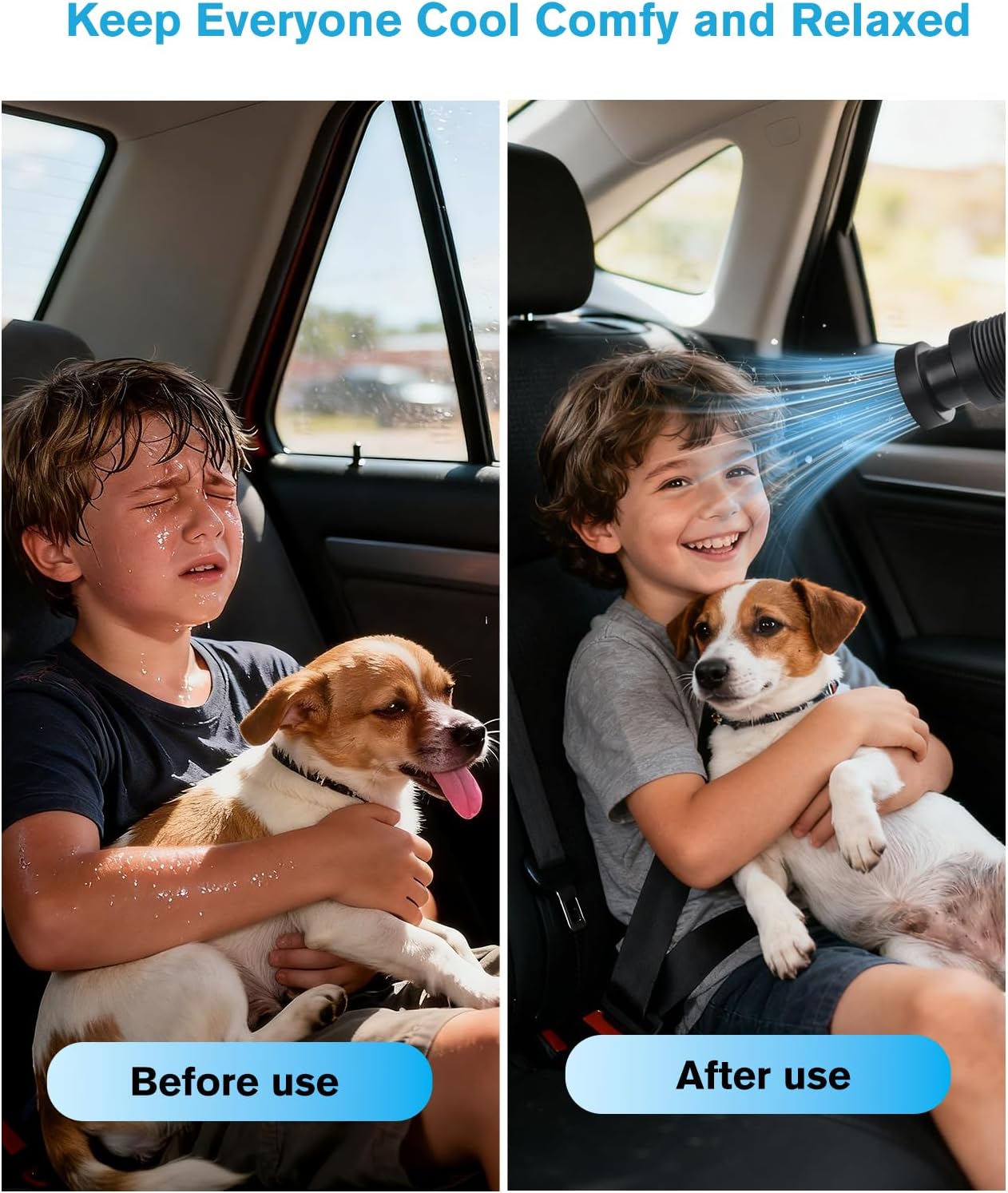 Car AC Vent Extender with Build-in Fan, Extendable Back Seat Air Conditioning, Directs Cool or Warm Air to kids, Elderly & Pets, Portable AC Hose, Universal for Vehicles - Image 3