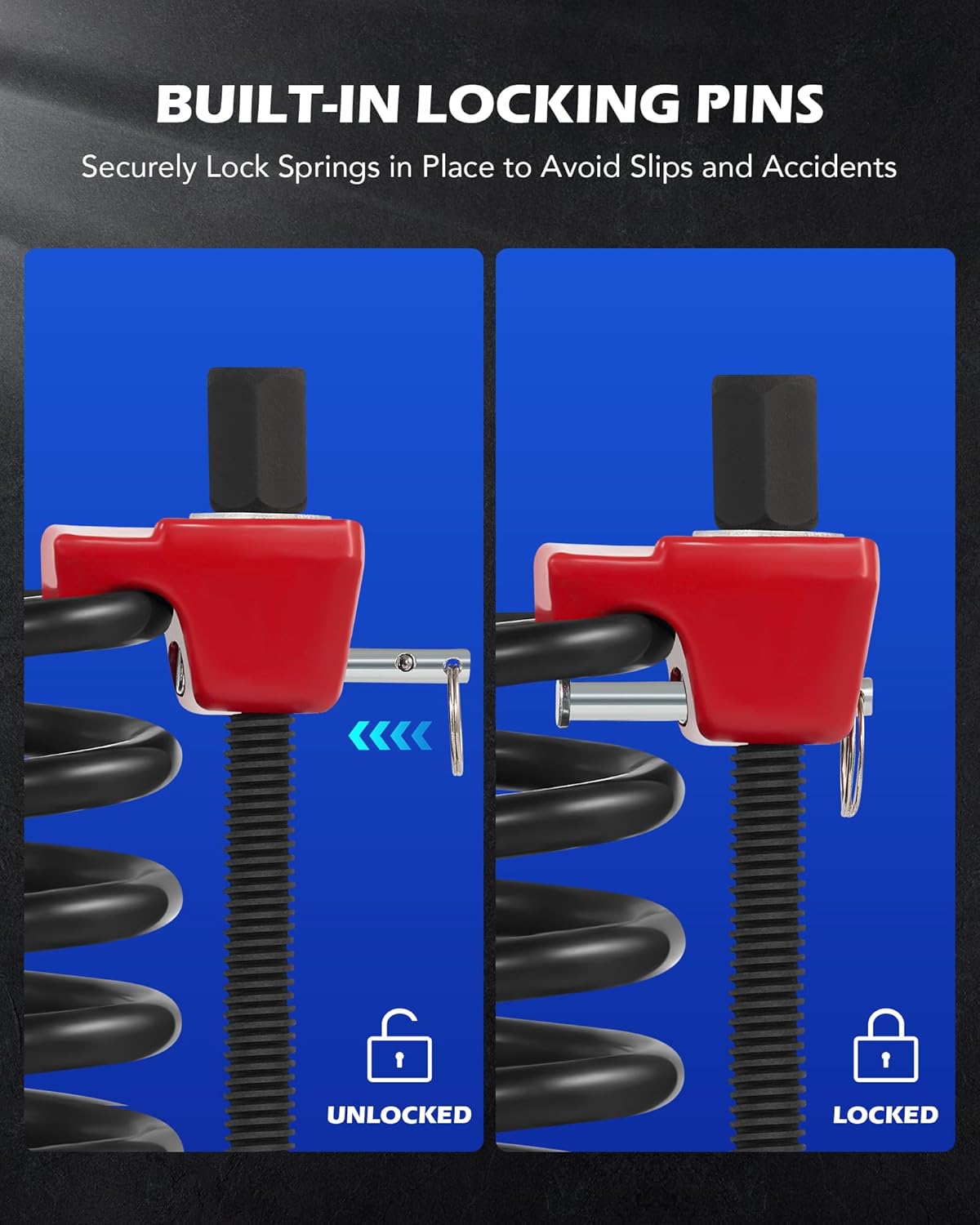 Orion Motor Tech 2pc Macpherson Strut Spring Compressor Tool Set with 10.5" Range, Heavy Duty Coil Spring Compressor Tools with 1/2" Square Drive, 13/16" Hex Strut Compressors for Car Truck, Red - Image 6