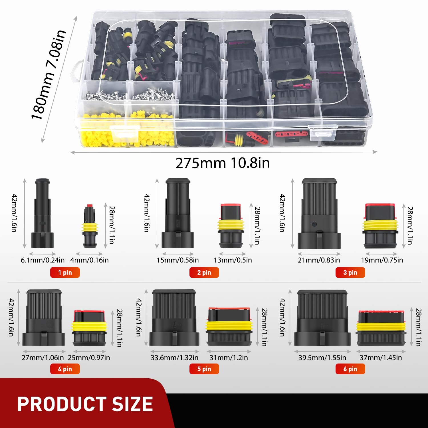 Nilight 622PCS 1 2 3 4 5 6 Pin Electrical Connector Plug Male Female Terminal Wire Connectors Waterproof Quick Connect Set for Car Truck Motorcycle Marine Boat 43 Sets - Image 2