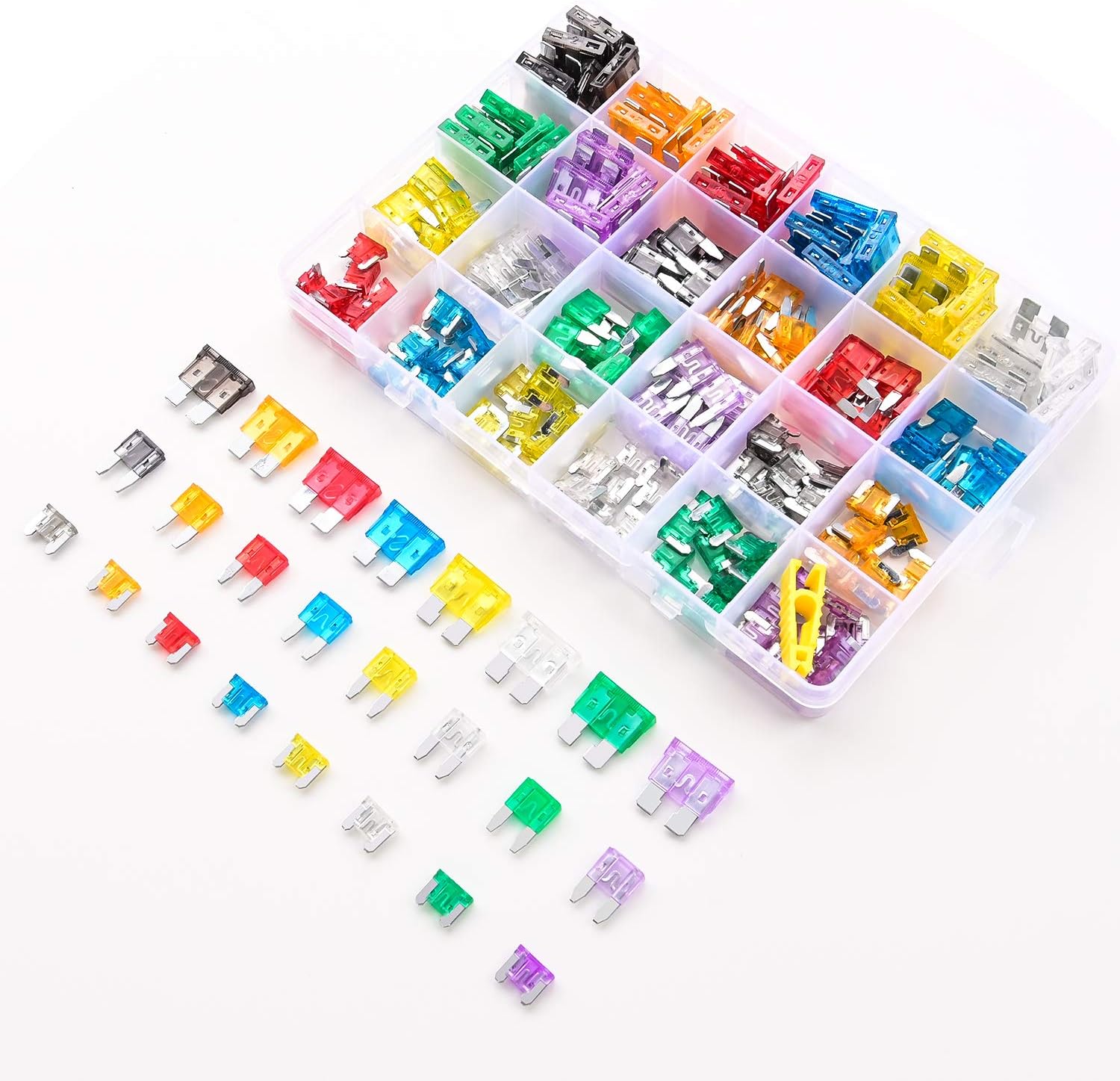 Nilight - 50019R 272pcs Standard & Mini & Low Profile Mini Ble Fuse Assortment, 2A 5A 10A 15A 20A 25A 30A 35A Replacement Fuses for Car Boat Truck SUV Automotive - Image 6