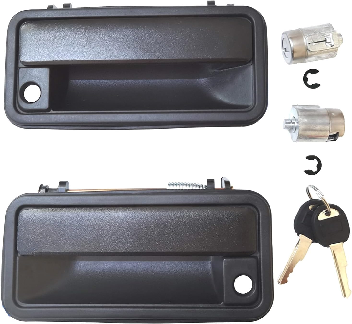 Metal Exterior Door Handles w/Lock Cylinders for 1988-1994 Chevy C1500 C2500 C3500 HD K1500 K2500 K350 Tahoe Suburban GMC Yukon, Front Left & Right Replaces 15742229 15742230