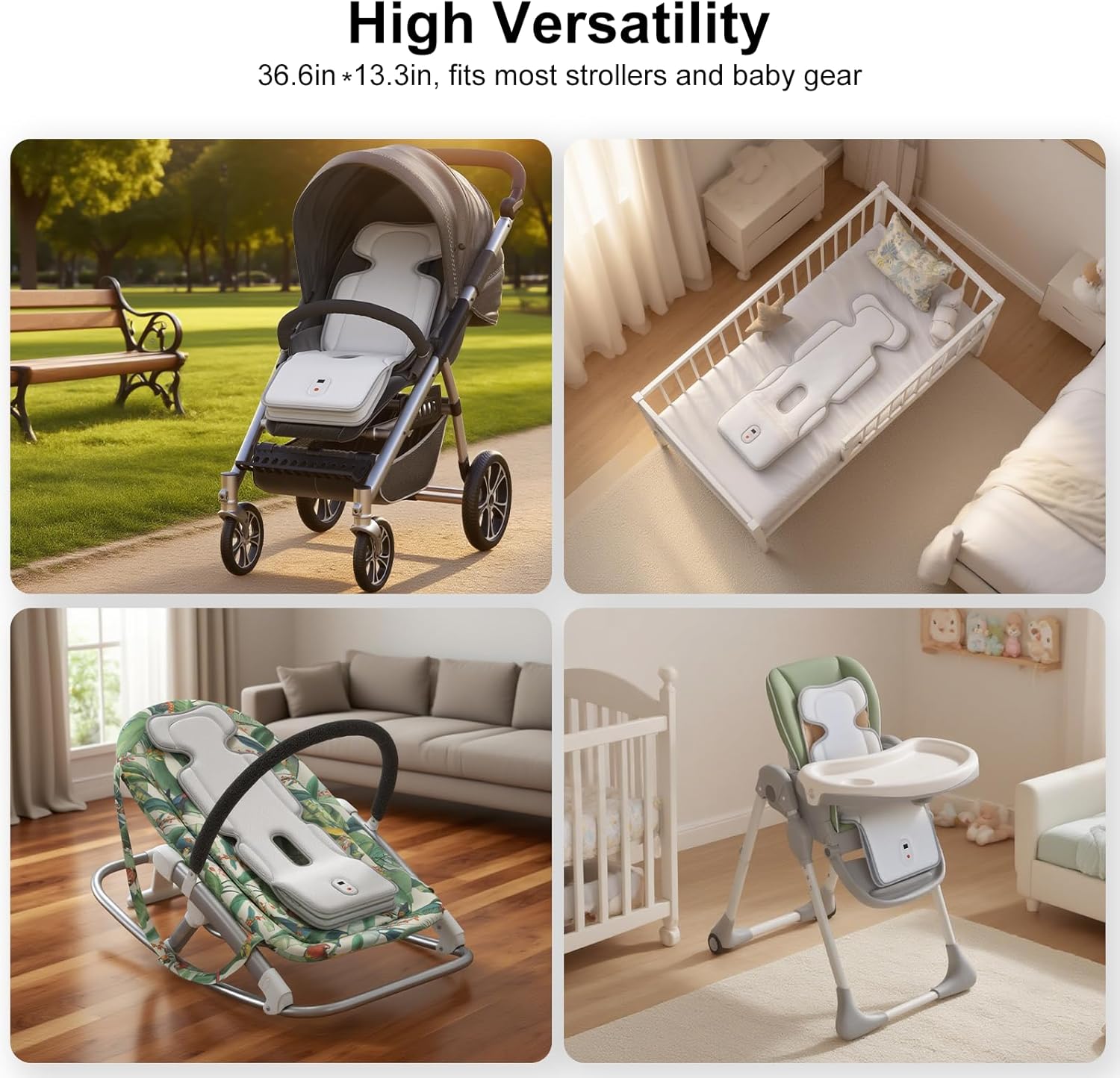 AMACOOL Baby Stroller Cooling P, 3D Breathable Carseat Cooling P with 2 Built-in Blower, Max 10H Ventilation 3 Speeds 10000mAh Rechargeable Cooling Mat Liner for Toddler Baby Summer Essentials - Image 3