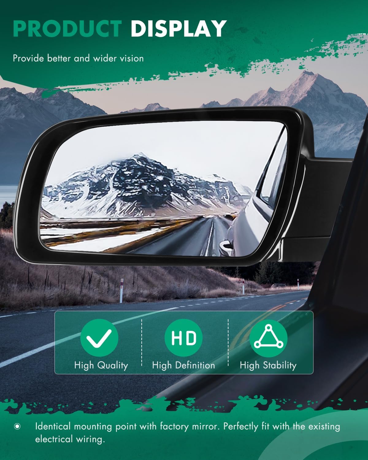 SCITOO Side View Mirrors Fit for 1988-1999 For Chevy C1500 C2500 C3500 For Chevy K1500 K2500 K3500 1995-2000 For Chevy Tahoe Manual Folding justment 15036360 GM1321122, GM1320122 - Image 5