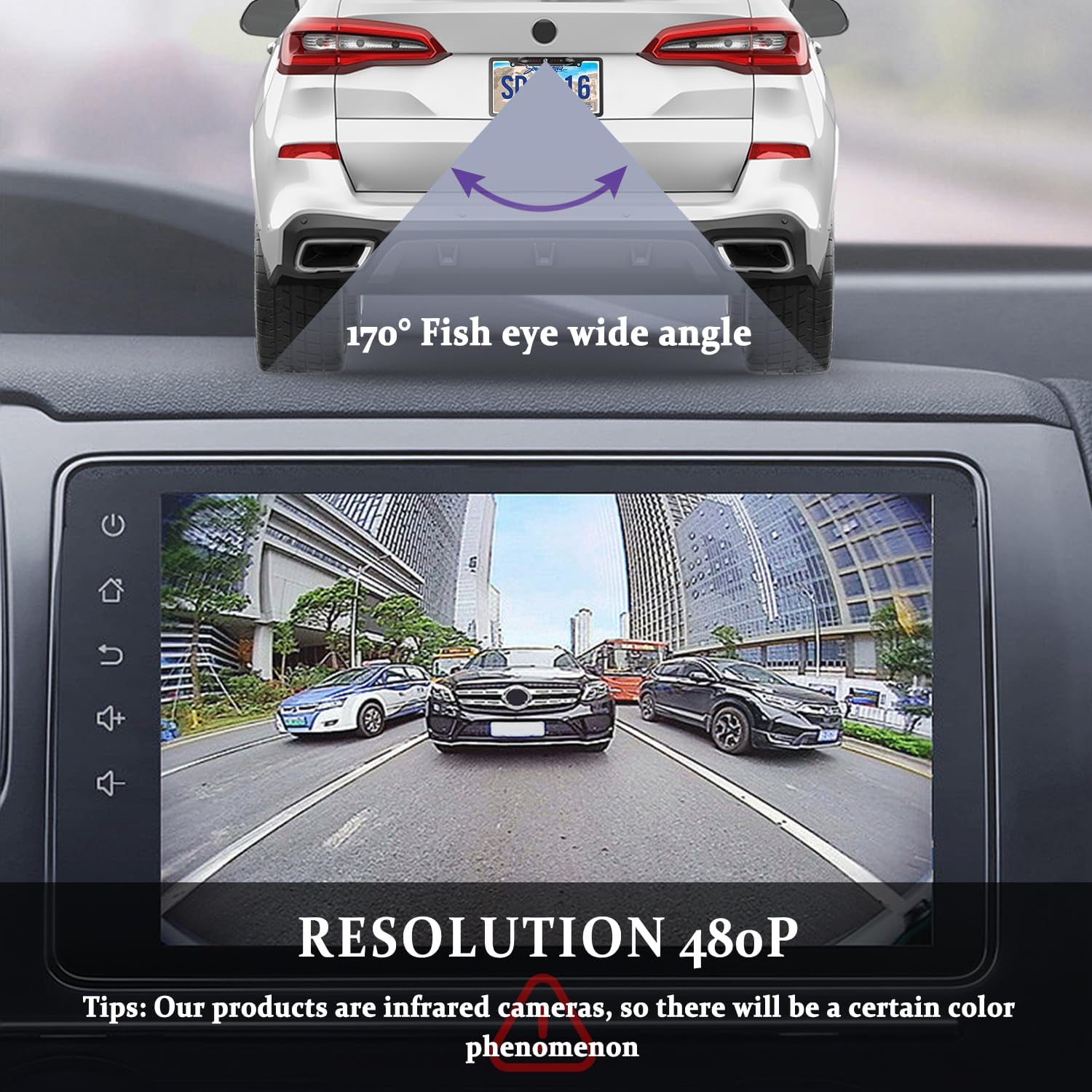 License Plate Backup Camera,HD Night Vision Reverse Camera with 8 LED,170°Wide Angle IP67 Waterproof Rear View Camera,Heavy Duty Reverse Camera Car Accessories Fits US License Plates - Image 4