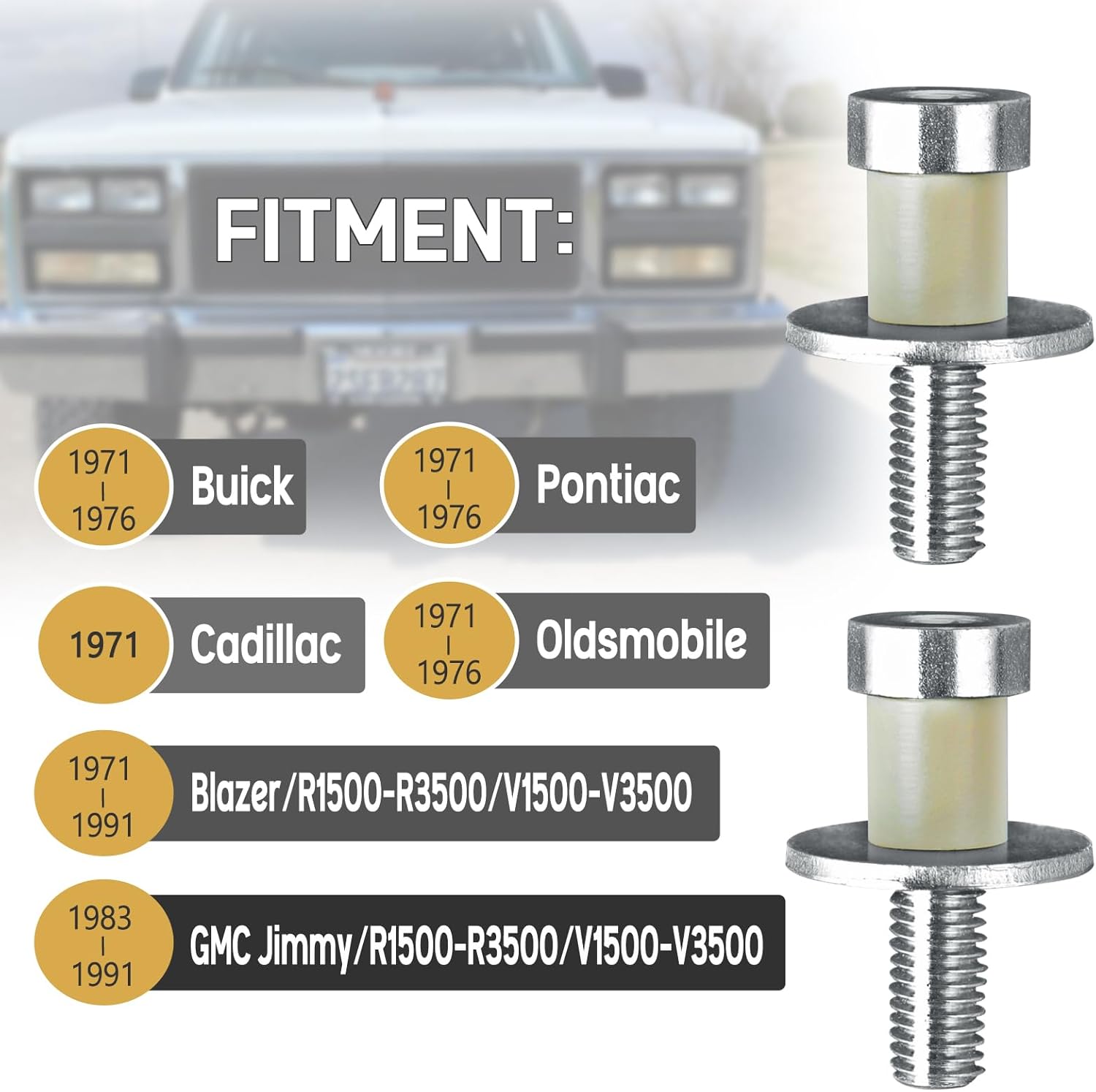 Door Lock Striker 38420 Compatible with Door Latch Bolts for 1971-1991 GMC Truck Door Bolt Pin Replace OEM 9601750 - Sold in Pairs - Image 3