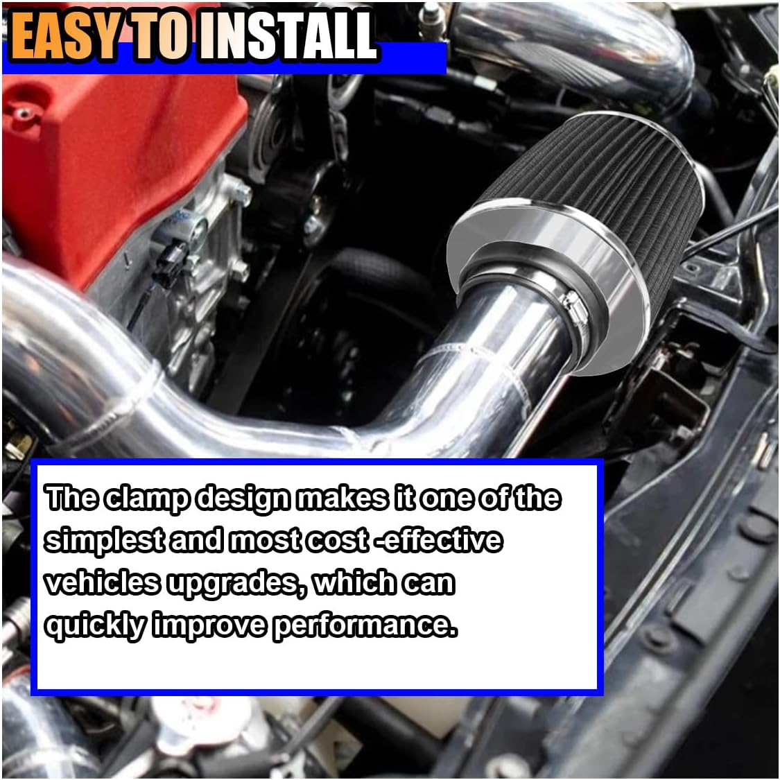 Universal Clamp-On Air Intake Filter, High Flow Closed-Top Cool Air Filter Cleaner, 76 89 102MM Performance Round Tapered Cone Air Filters, Premium Washable Replacement Filter for Car Truck (Black) - Image 6