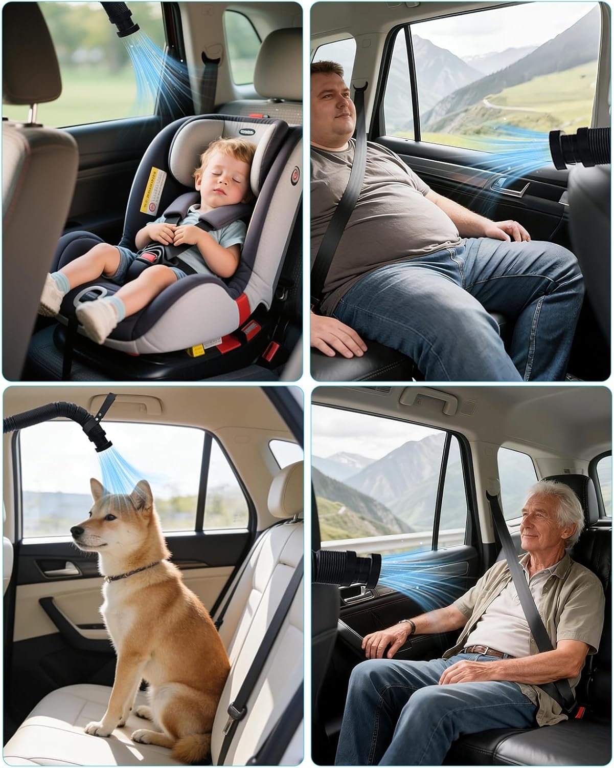 Car AC Vent Extender with Build-in Fan, Extendable Back Seat Air Conditioning, Directs Cool or Warm Air to kids, Elderly & Pets, Portable AC Hose, Universal for Vehicles - Image 6