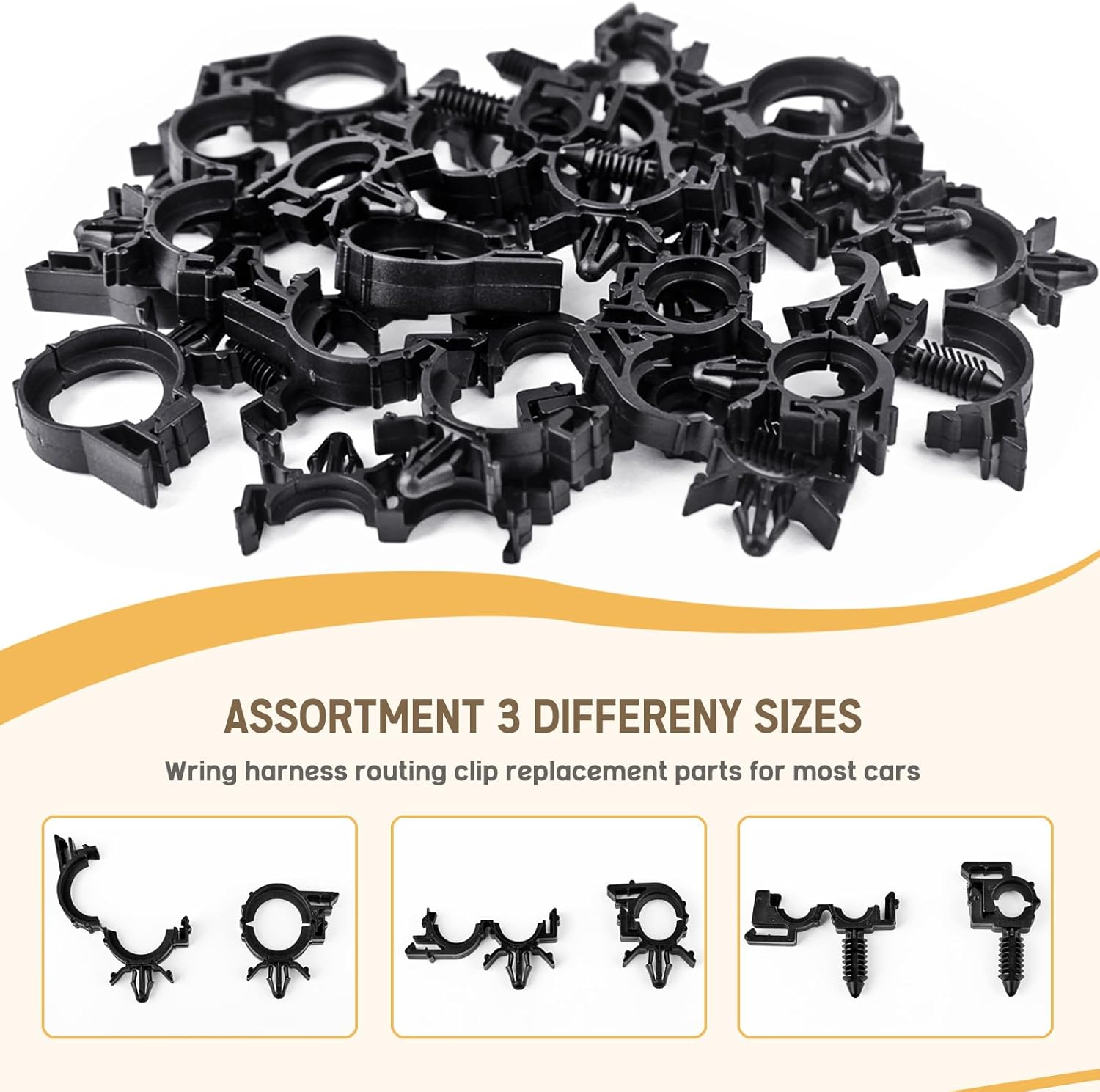 180pcs Nylon Universal Cable Tie Buckle, Push Mount Cable Zip Tie with Car Wire Loom Routing Clips, Universal Compatible with GM Ford Trucks Cars Sedan UTV Engine Bay Self Locking Straps - Image 5