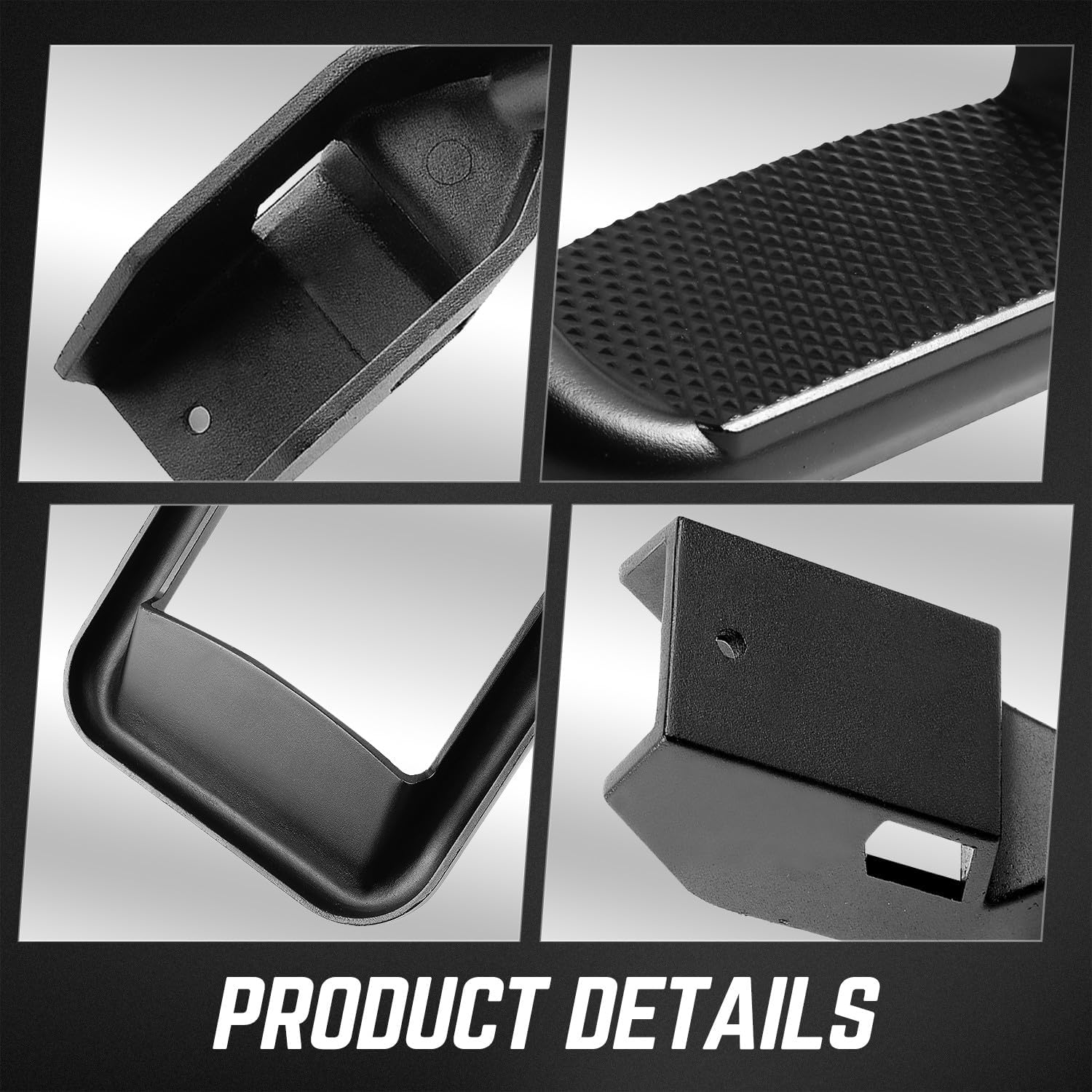 DNA MOTORING 2 Pcs of Aluminum Side Hoop Steps, Universal Step Rails for Pickup & SUV & Truck, Non-Slip Stirrup Side Steps Assembly Compatible With Chevy GMC Toyota Ford, Black, SSTEP-BK - Image 5