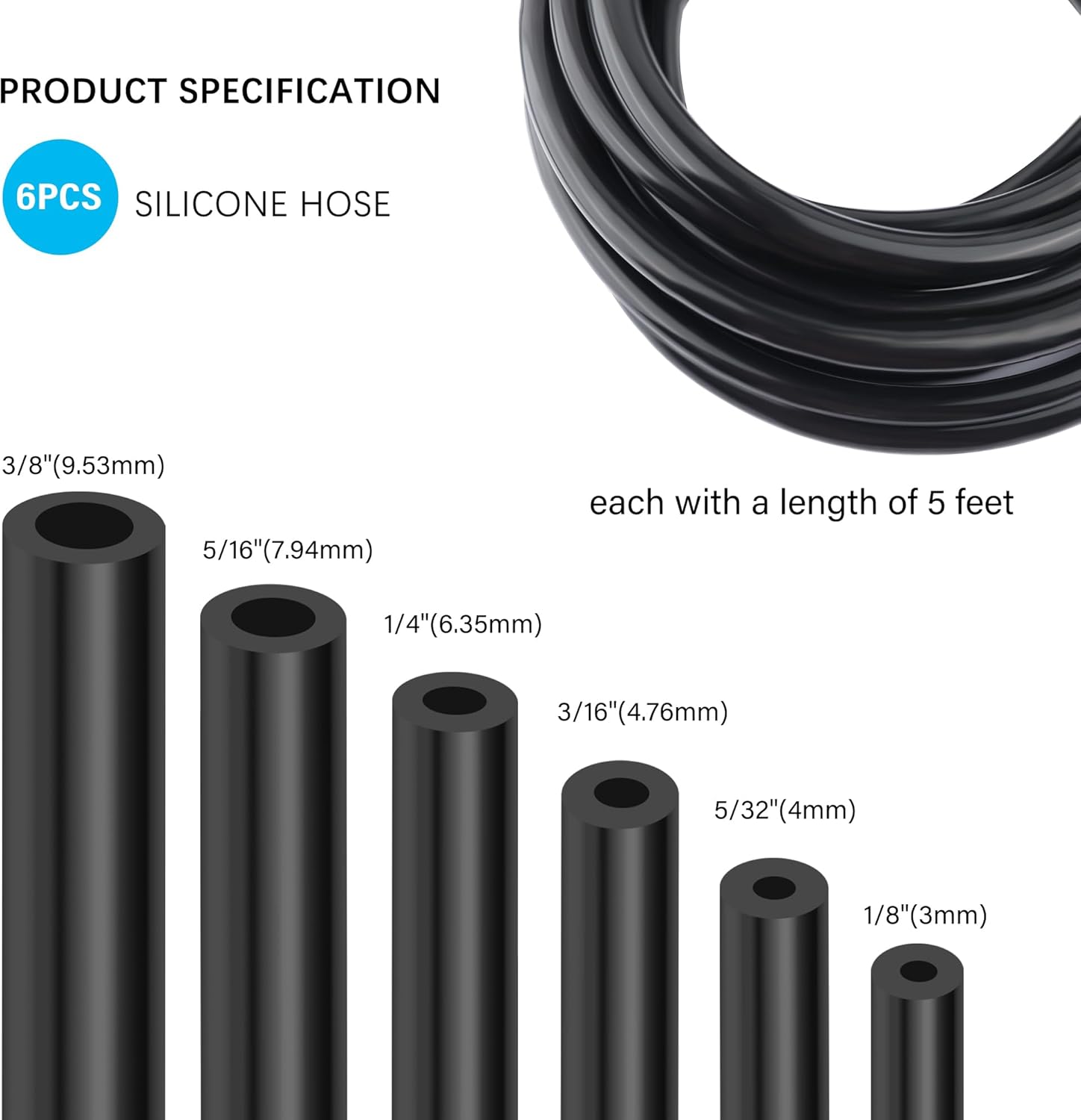Multipurpose Vacuum Line Kit,6PCS 5Ft Vacuum Hose Automotive+64PCS Vacuum Line Connectors,Max 130PSI Silicone Hose for Variety Car Piping System Automotive Replacement Vacuum Hoses (70PCS) - Image 2