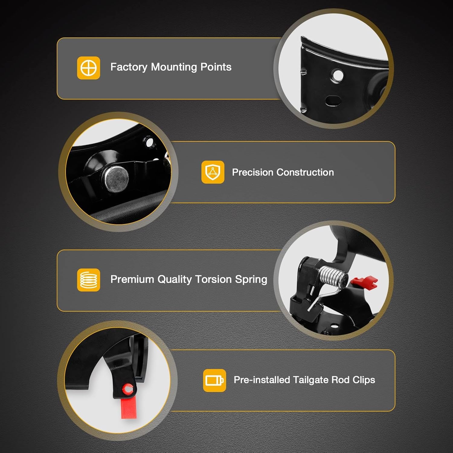 Gledewen Tailgate Handle Latch and Bezel Trim with Rod Clips | for 1999-2007 Chevy Silvero GMC Sierra 1500 2500 3500 | Replaces# 15997911, 15228539, 15228541, 15228540 - Image 3