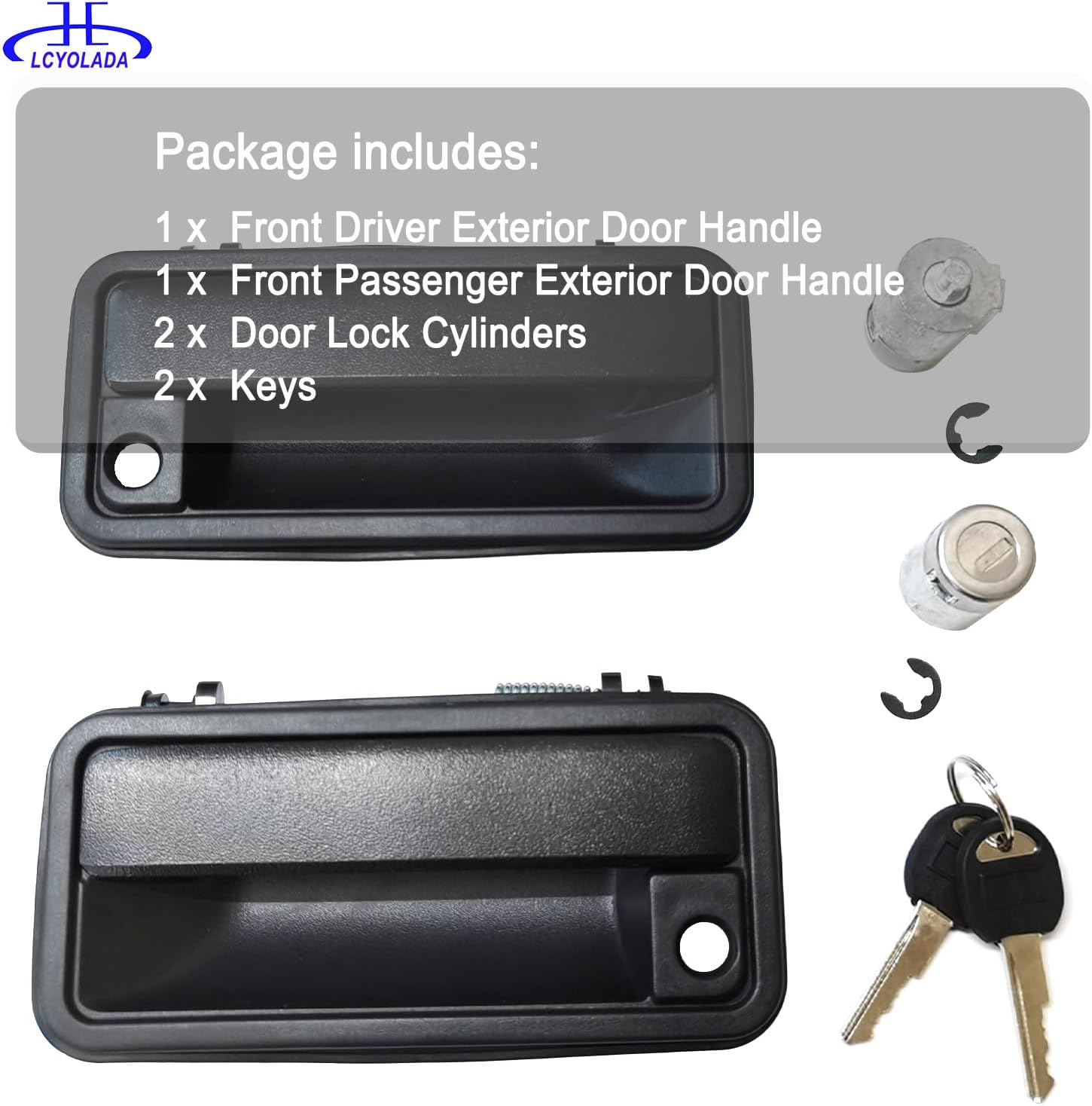 Metal Exterior Door Handles w/Lock Cylinders for 1988-1994 Chevy C1500 C2500 C3500 HD K1500 K2500 K350 Tahoe Suburban GMC Yukon, Front Left & Right Replaces 15742229 15742230 - Image 6