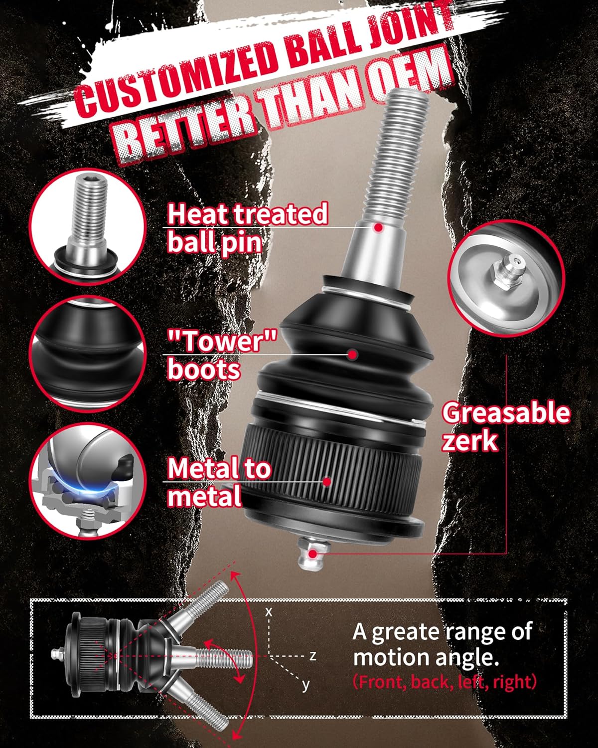 KSP Forged Upper Control Arm For Silvero Sierra 1500 2007-2018, 2pcs 2-4" justable Front Aluminum Control Arm Fit For Chevy GMC Trucks, One-piece Design Aftermarket UCA With Greasable Ball Joint - Image 6