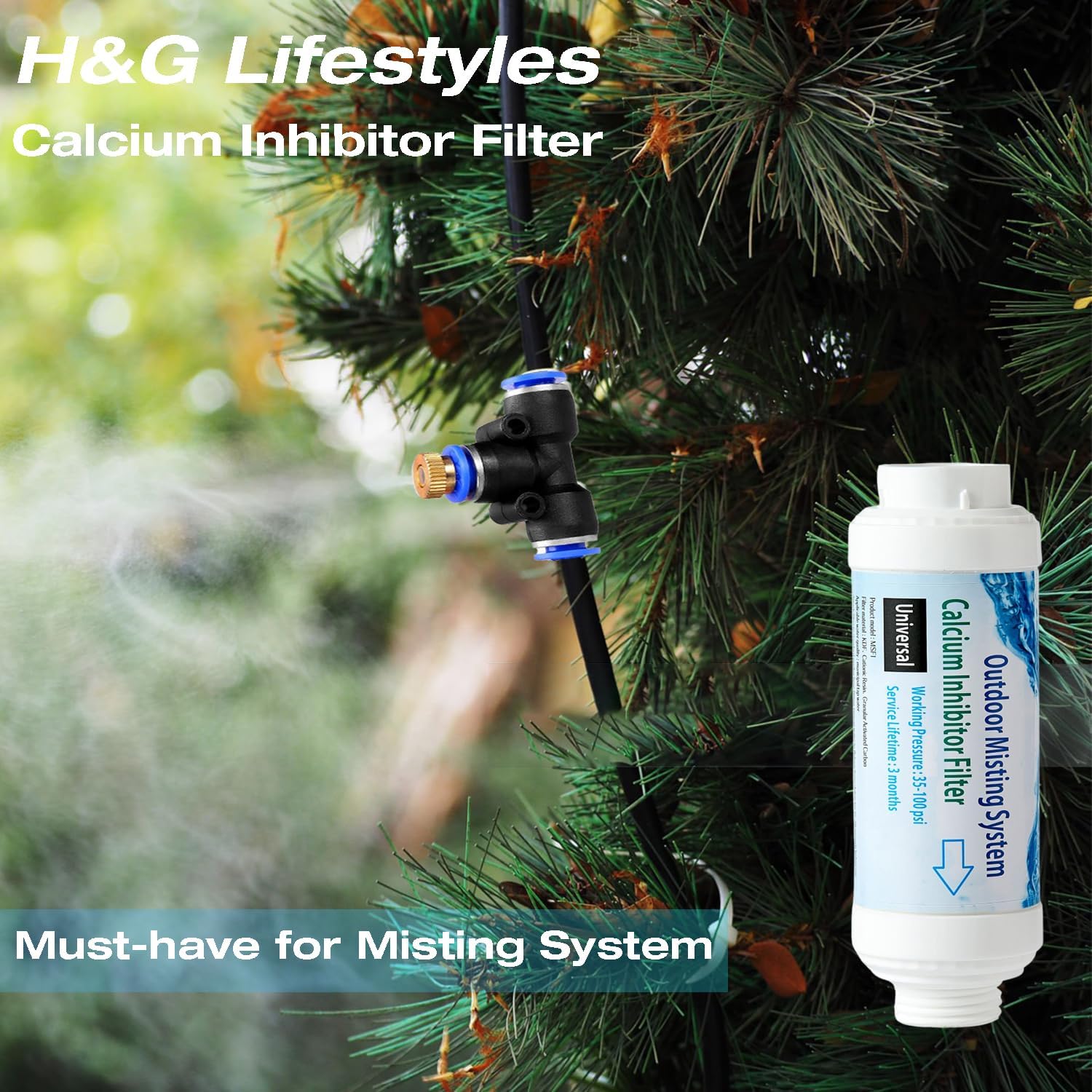 H&G lifestyles Misting System Calcium Inhibitor Filter for Patio Misters Inline Water Filter Effectively Reduce Hard Water Spots, Soften Water, Upgred Formula - Image 4