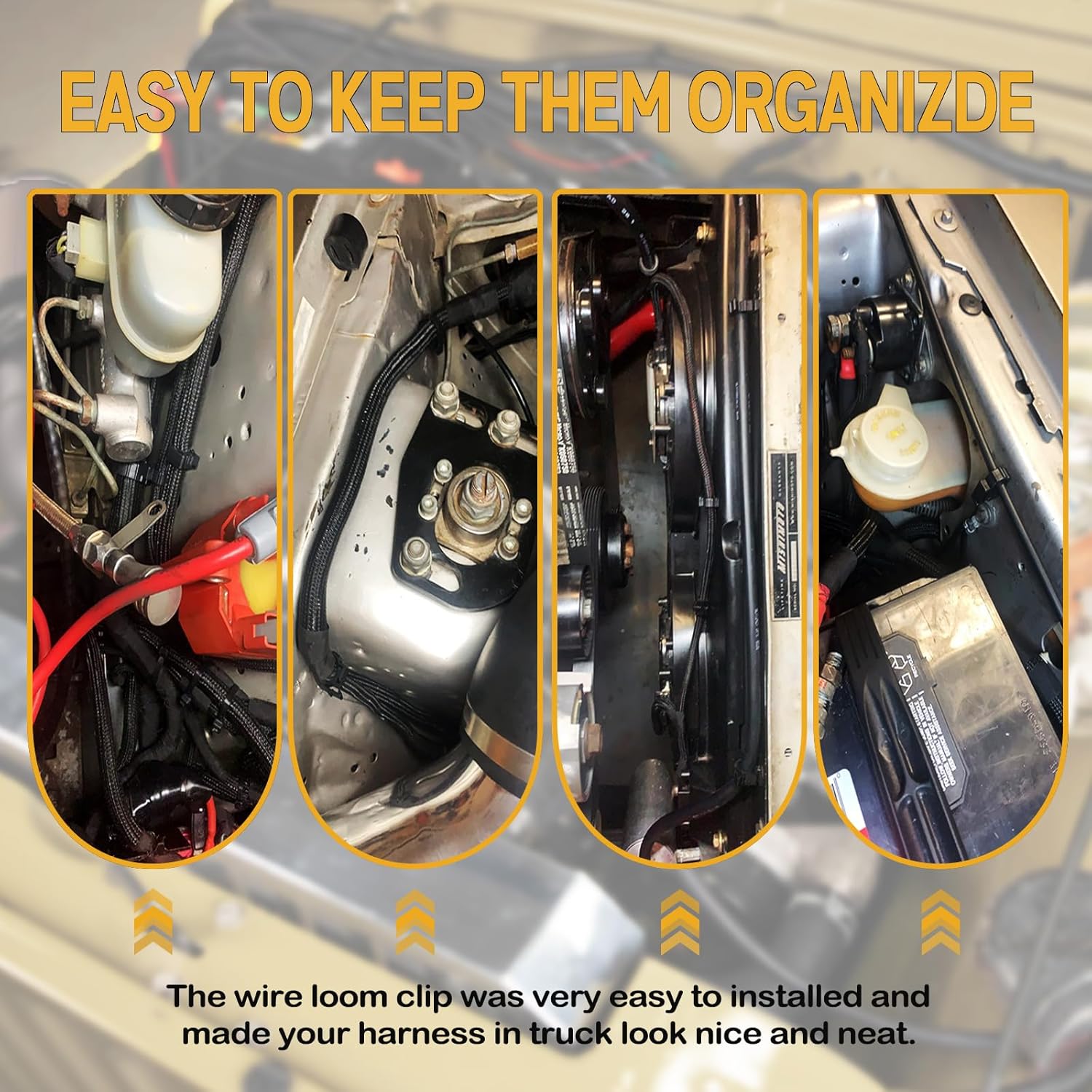 180pcs Nylon Universal Cable Tie Buckle, Push Mount Cable Zip Tie with Car Wire Loom Routing Clips, Universal Compatible with GM Ford Trucks Cars Sedan UTV Engine Bay Self Locking Straps - Image 2