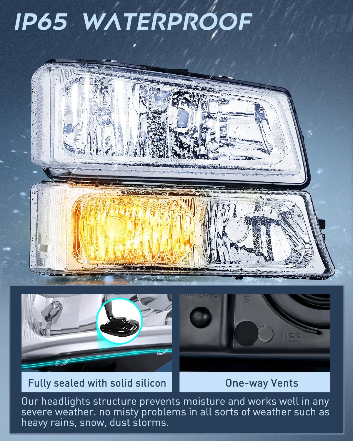 Nilight Helight Assembly for 2003 2004 2005 2006 Chevy Silvero Avalanche 1500 1500HD 2500 2500HD 3500 Chevrolet Pickup Replacement Helamp Housing Bumper Lamp Set - Image 4