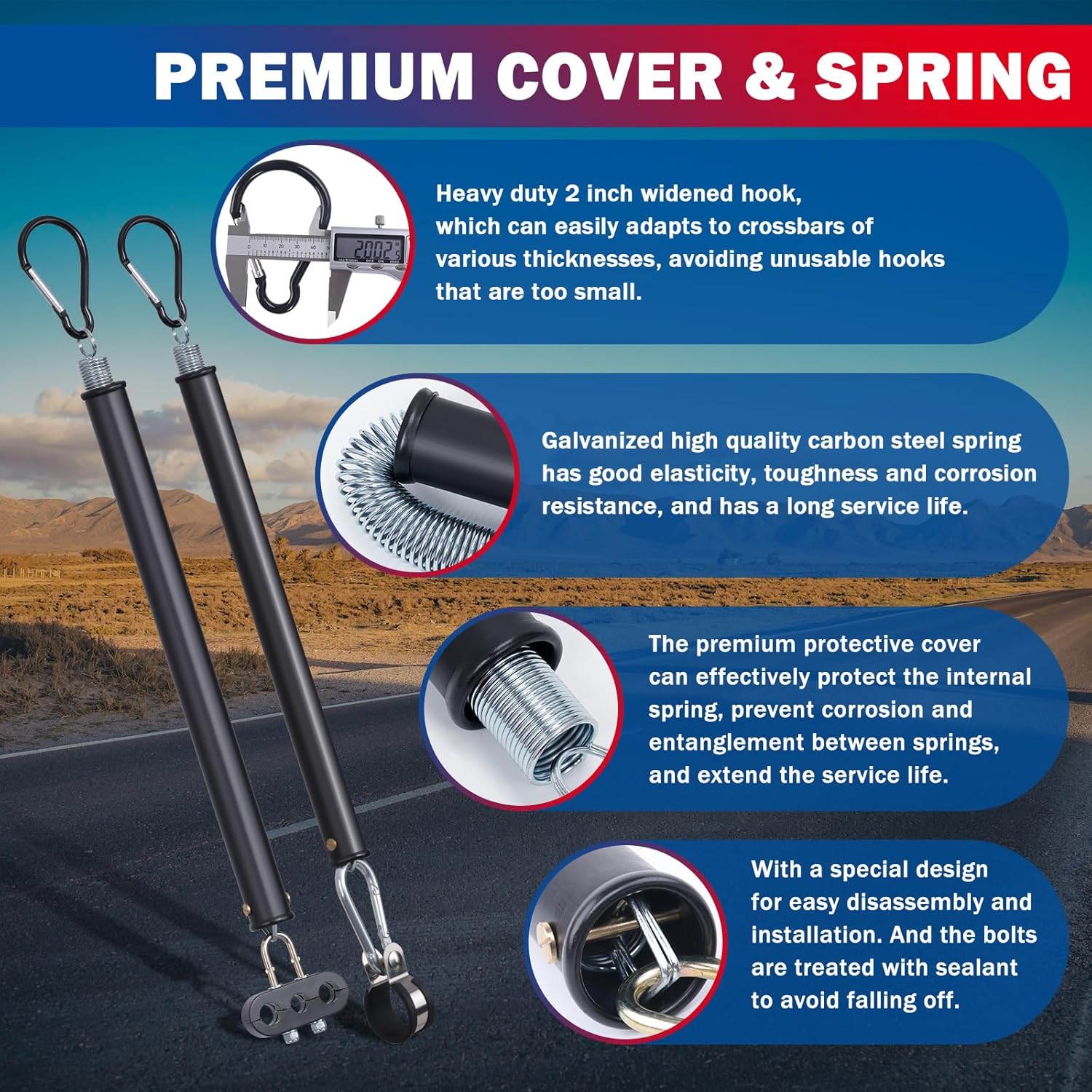 CheeMuii 12 FT Semi Truck Air Lines Kit with 2 PCS 16" Single Tender Spring Kit Glhands with Glhand Holder and Handles 3IN1 Red & Blue Air Hoses ABS Electric Power Line Kit for Truck Trailer - Image 5