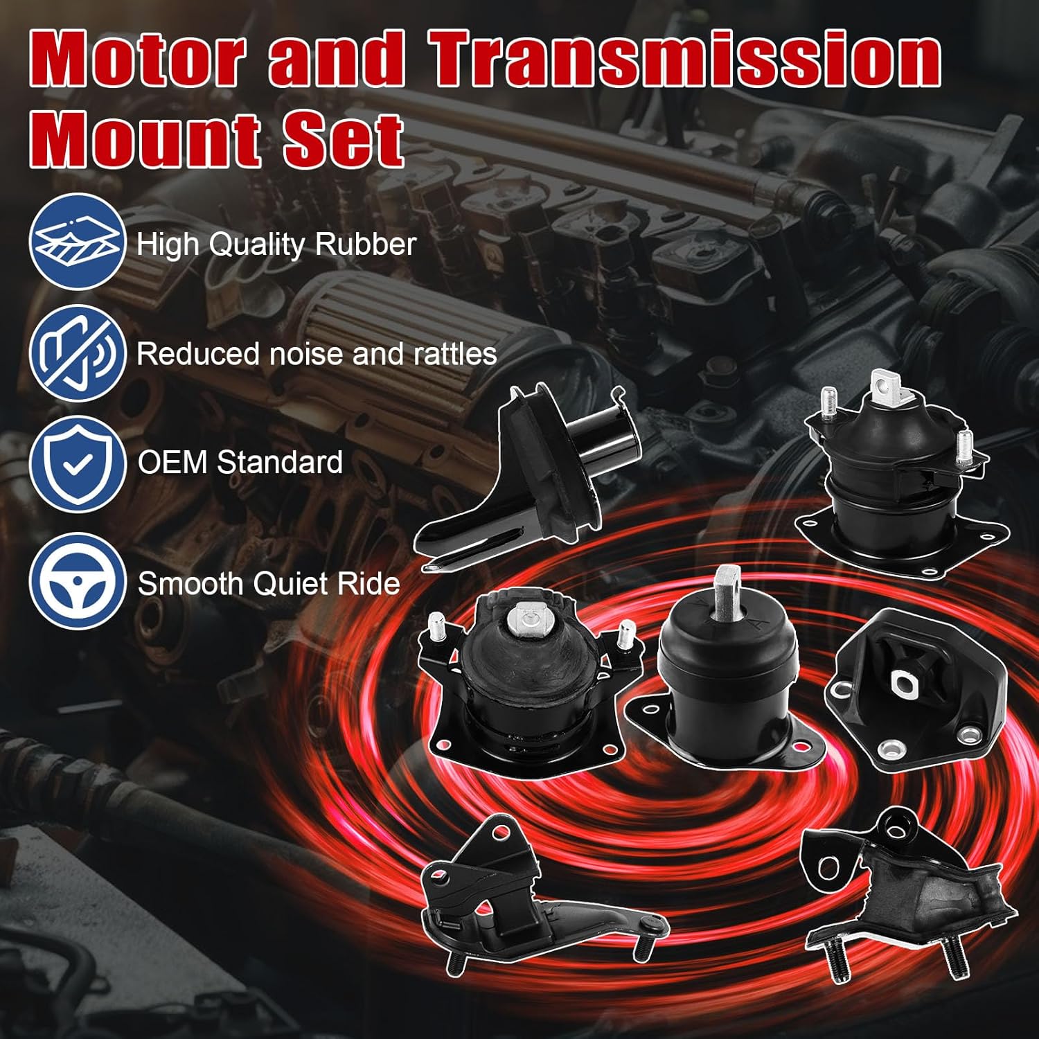 7Pcs Engine Motor Mount Compatible with Acura TSX 2.4L 2004-2008 Transmission Mount Set, Replace A4526HY A4517 A4516 A4510 A4509 A4544 A4591 - Image 4