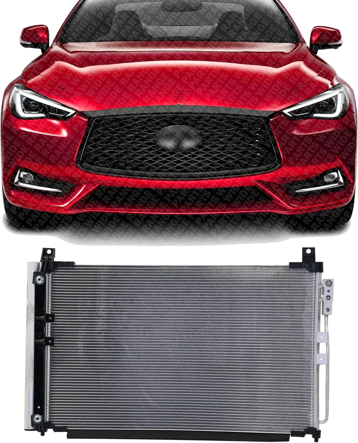 Front A/C Condenser Aluminum Core Direct Replacement | Fits 2016-2021 Infiniti Q50 & 2017-2021 Q60 | IN3030170 921005CF0A | Car AC Cooling Riator System Part