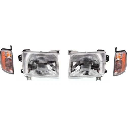 Headlight Set For 1998-2000 Nissan Frontier with Corner Lights and Bulb